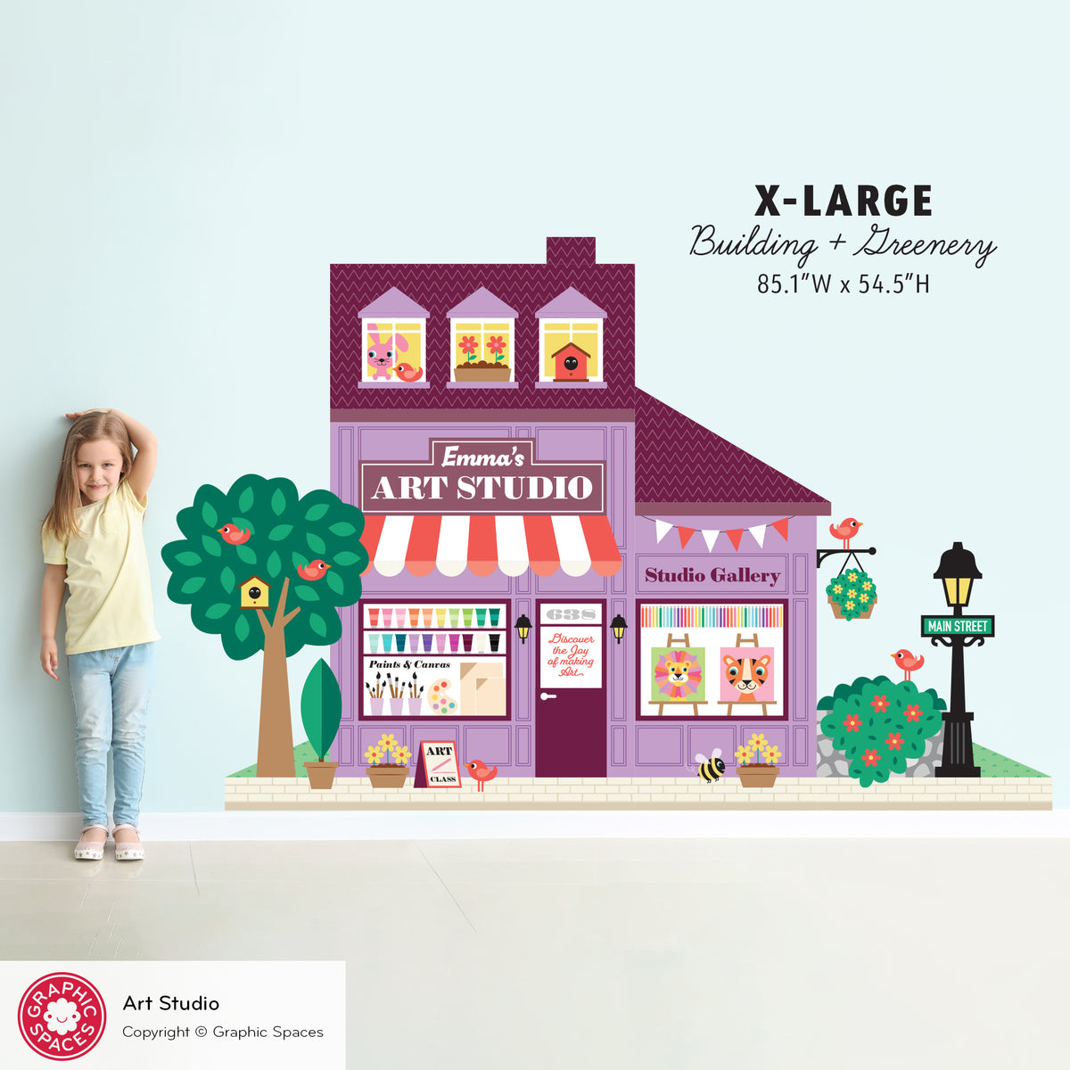 Art Studio Gallery Shop Fabric Wall Decal - Happy Town