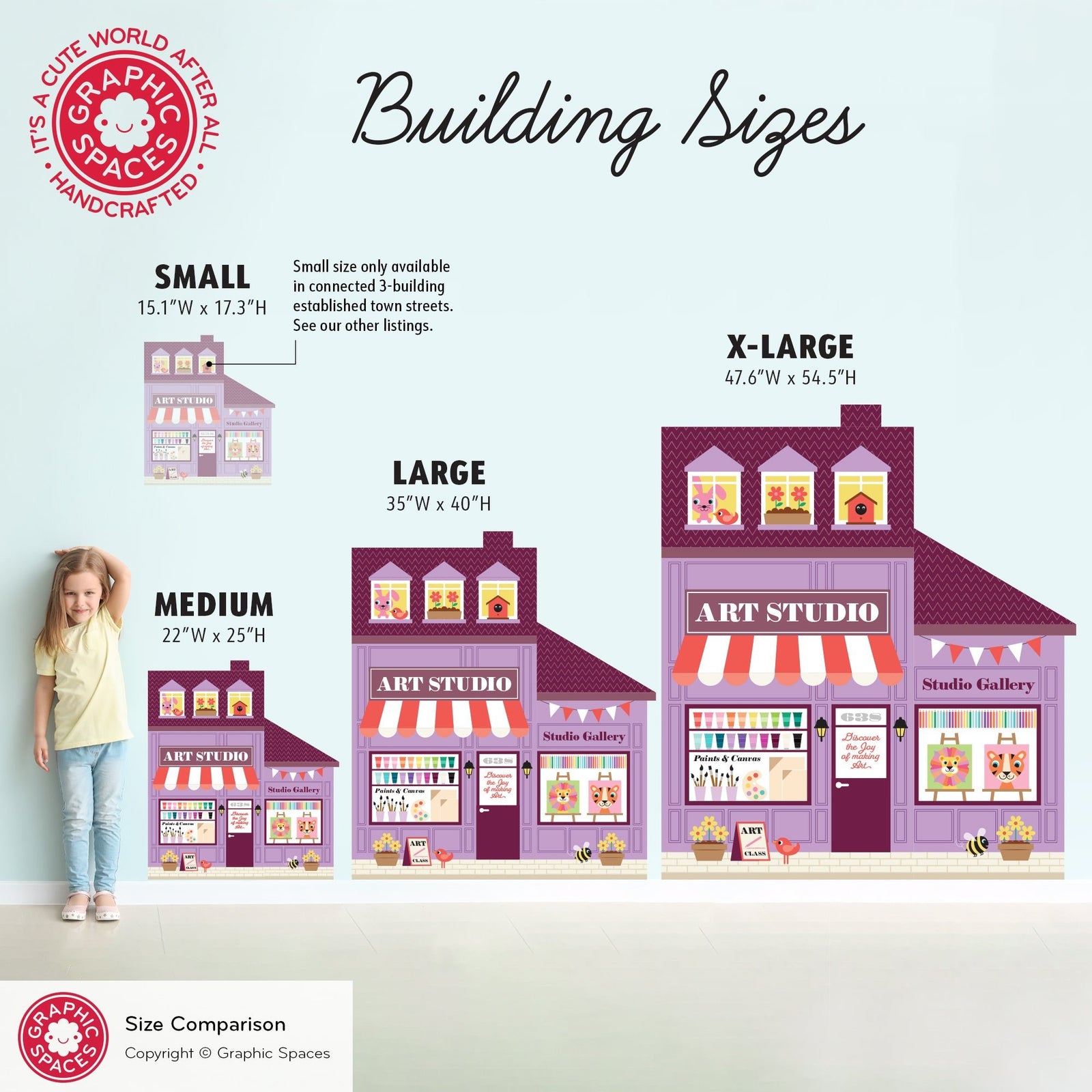 Kids Wall Decal - Happy Town Art Studio (Personalized) - Graphic Spaces