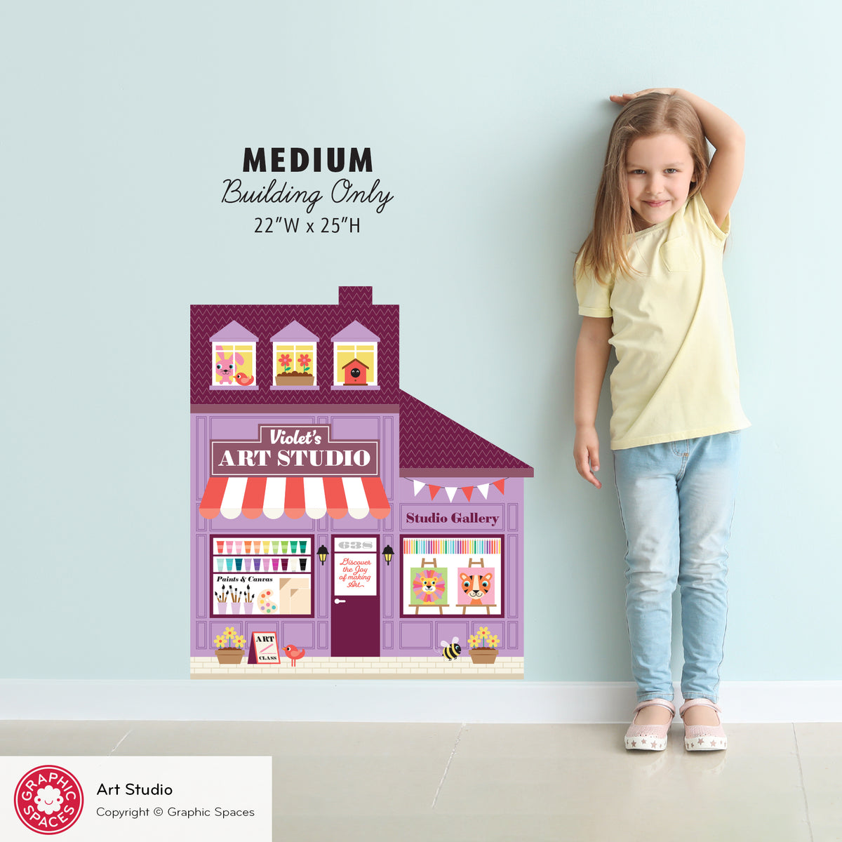 Art Studio Gallery Shop Fabric Wall Decal - Happy Town