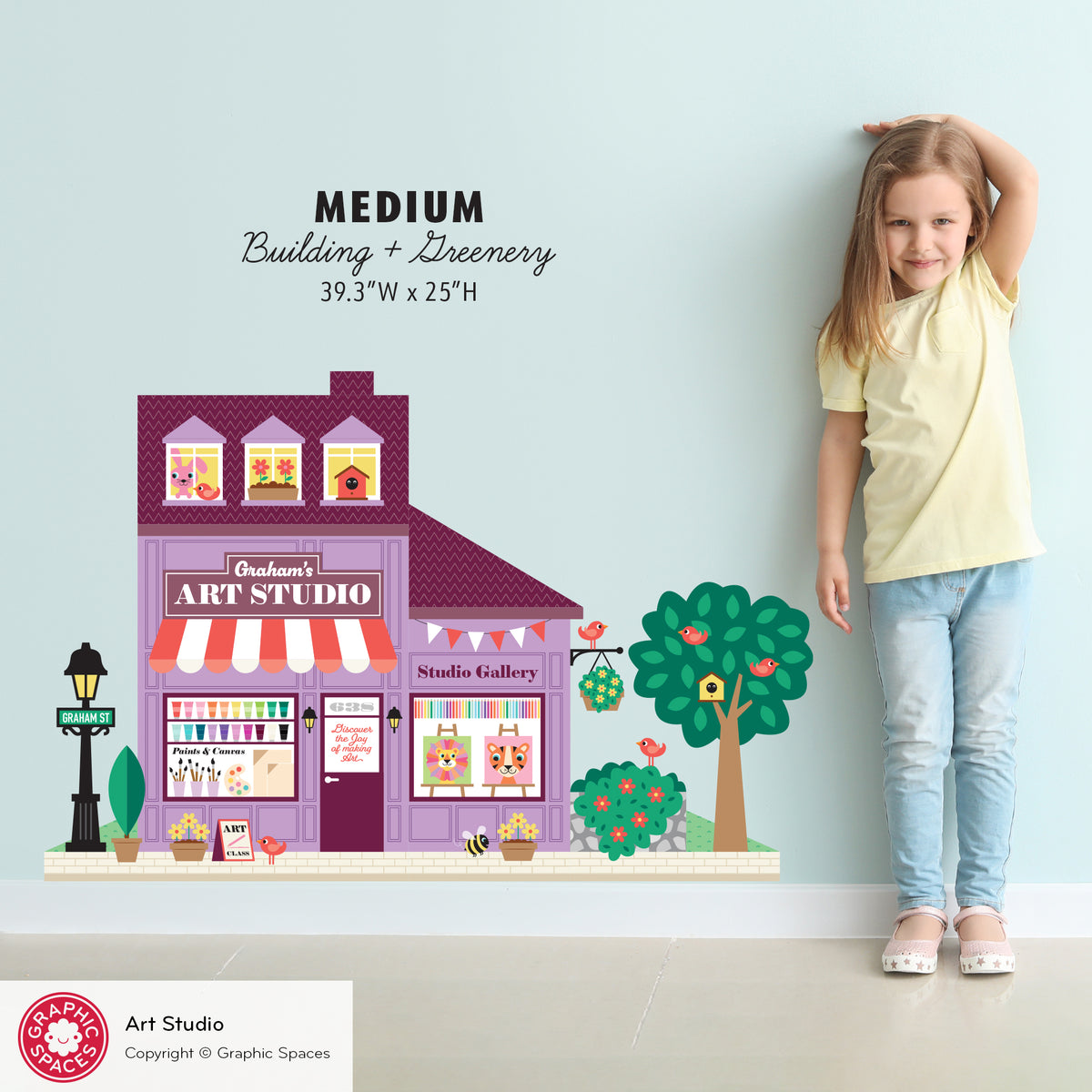 Art Studio Gallery Shop Fabric Wall Decal - Happy Town