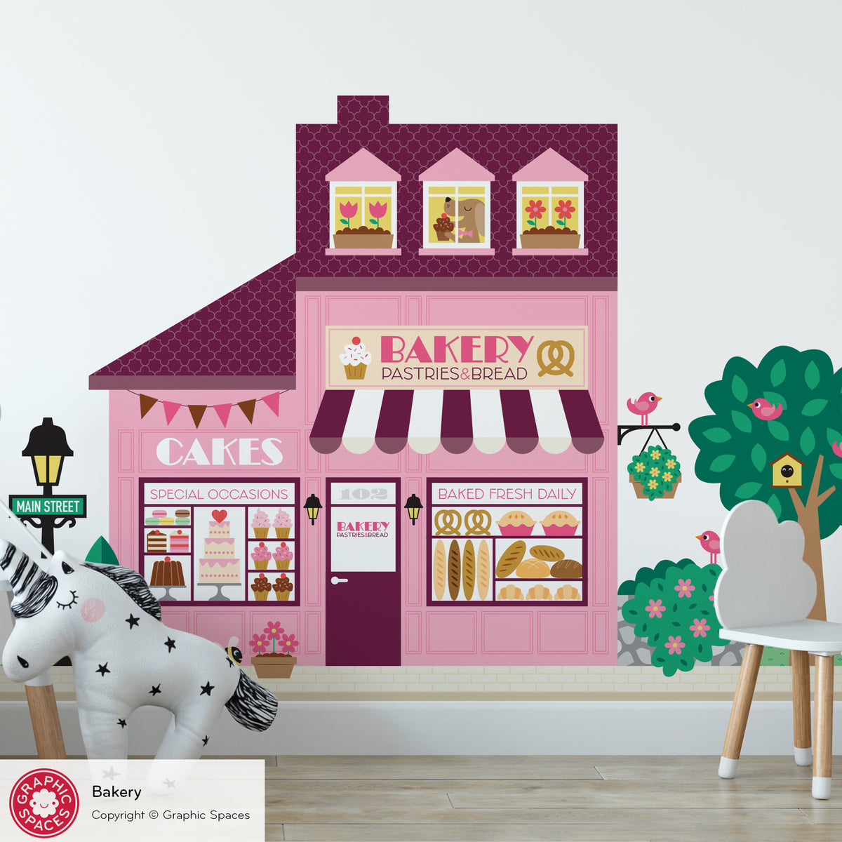 Bakery Shop Fabric Wall Decal - Happy Town