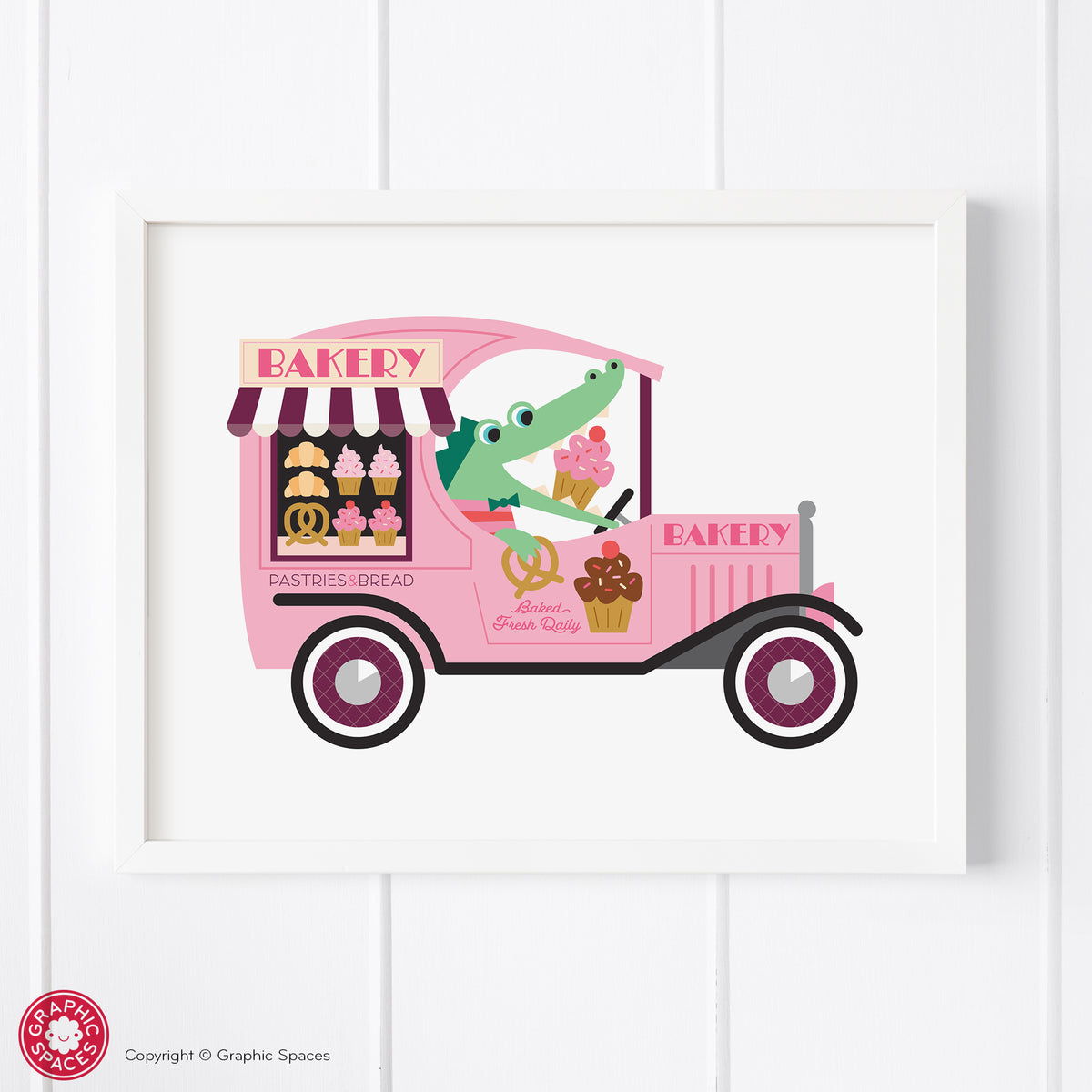 Bakery truck nursery art print.