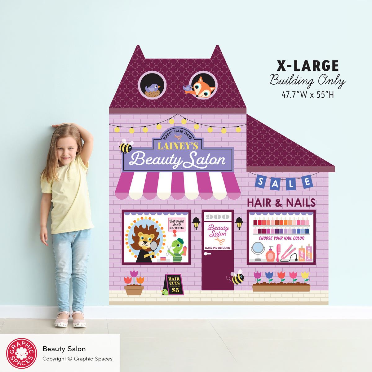 Wall Decal - Happy Town Beauty Salon (Personalized)