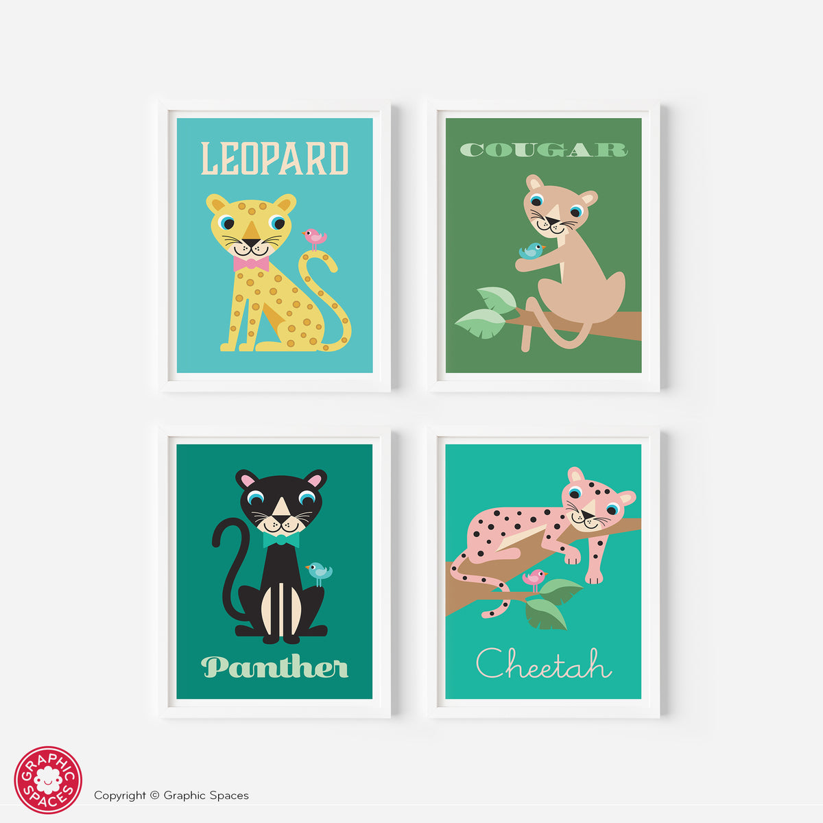 Wild Cats Nursery Art Prints - Set of 4