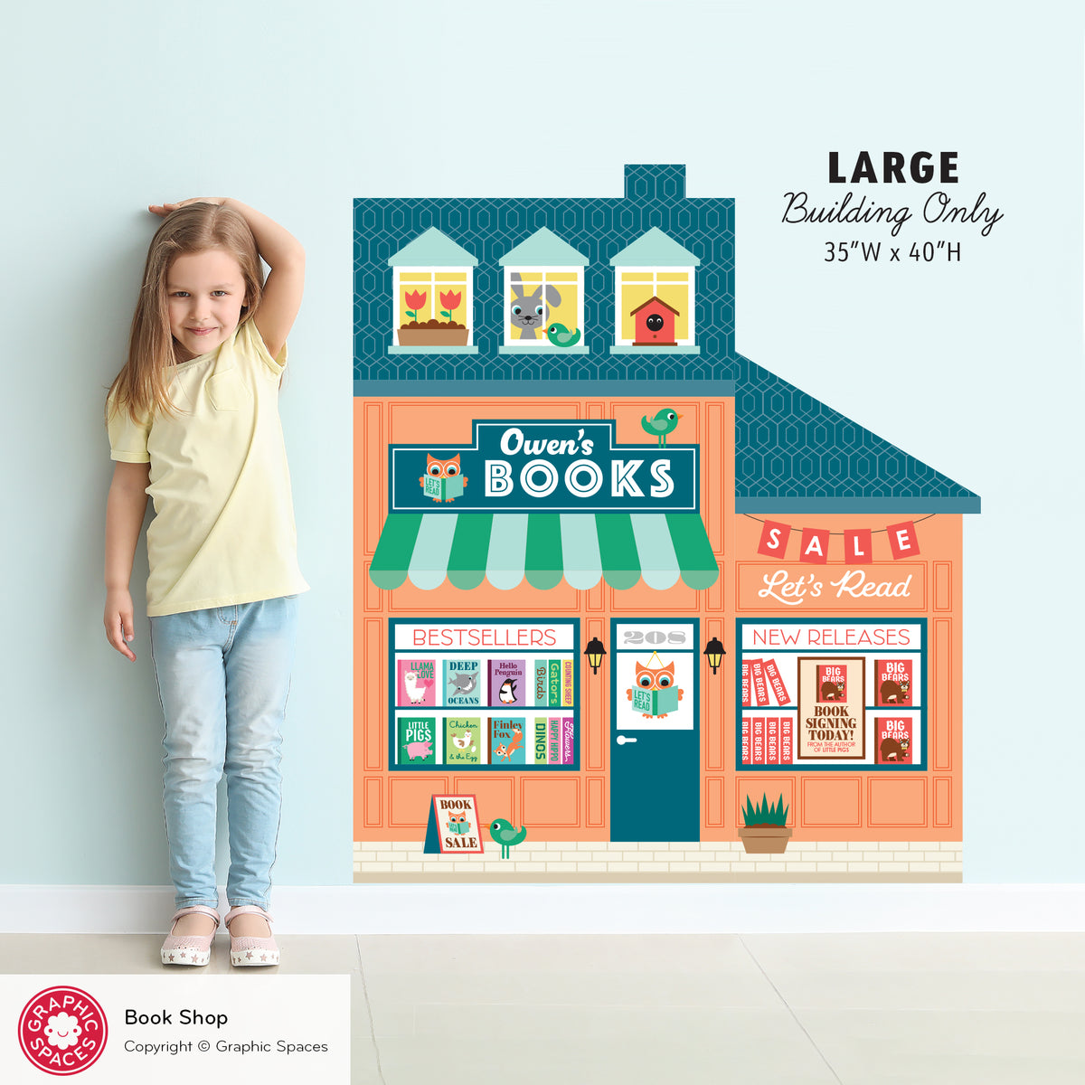 Book Shop Fabric Wall Decal - Happy Town