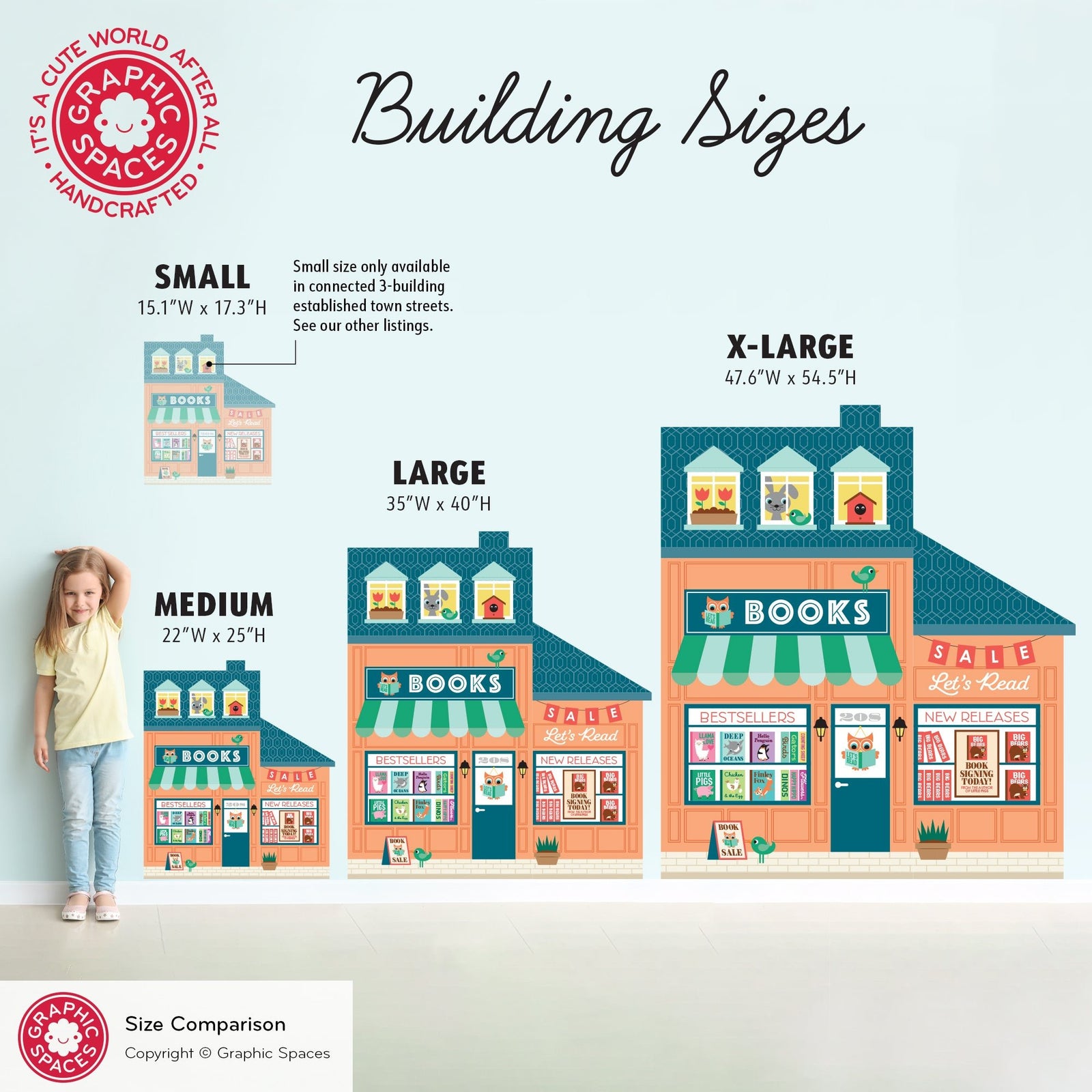 Kids Wall Decal - Happy Town Book Shop (Personalized) - Graphic Spaces