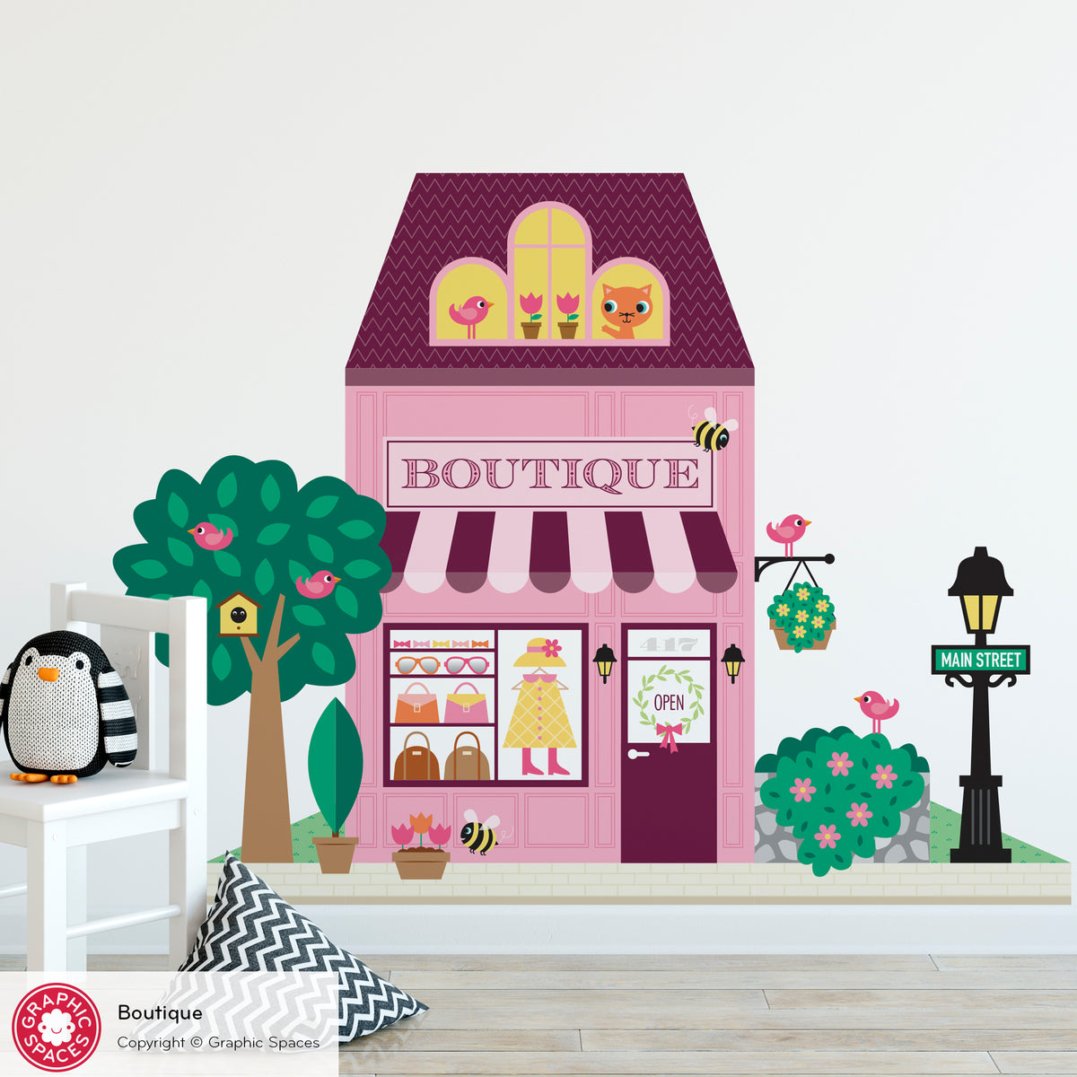 Boutique Fabric Wall Decal - Happy Town