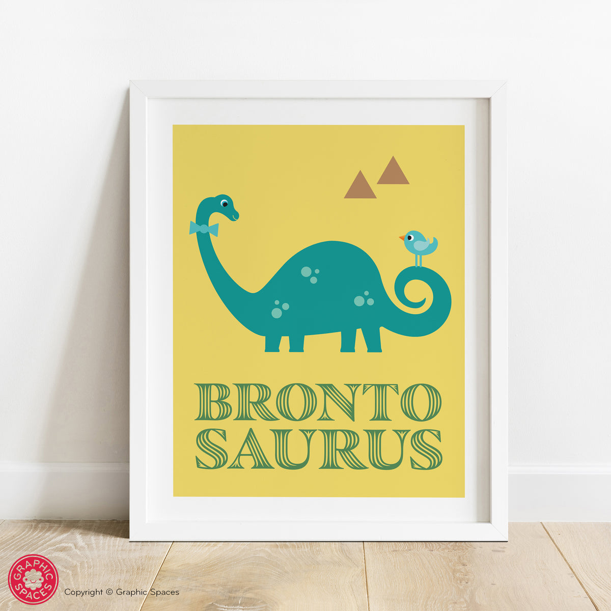 Brontosaurus nursery art print.