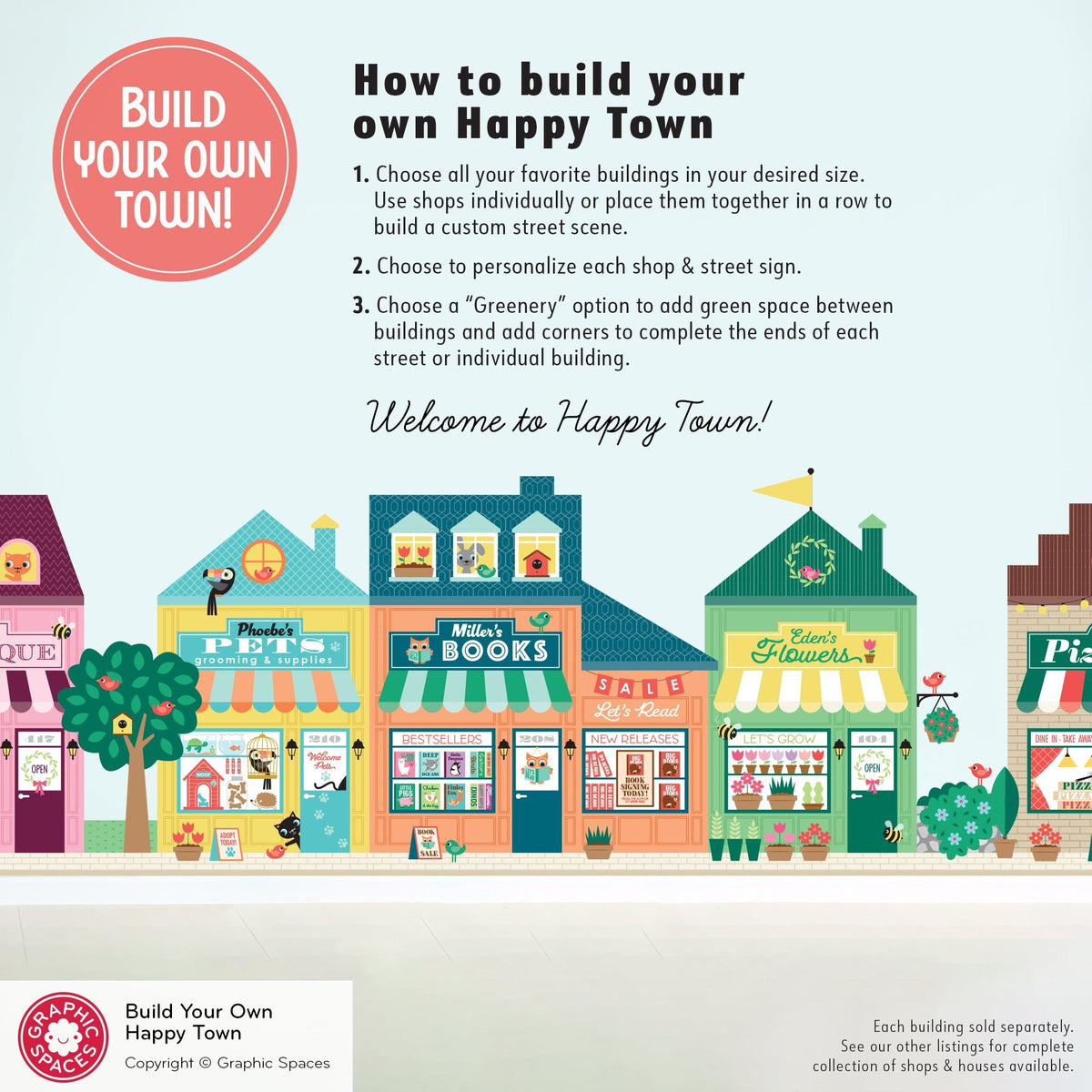 Kids Wall Decal - Happy Town Veterinary Clinic (Personalized) - Graphic Spaces