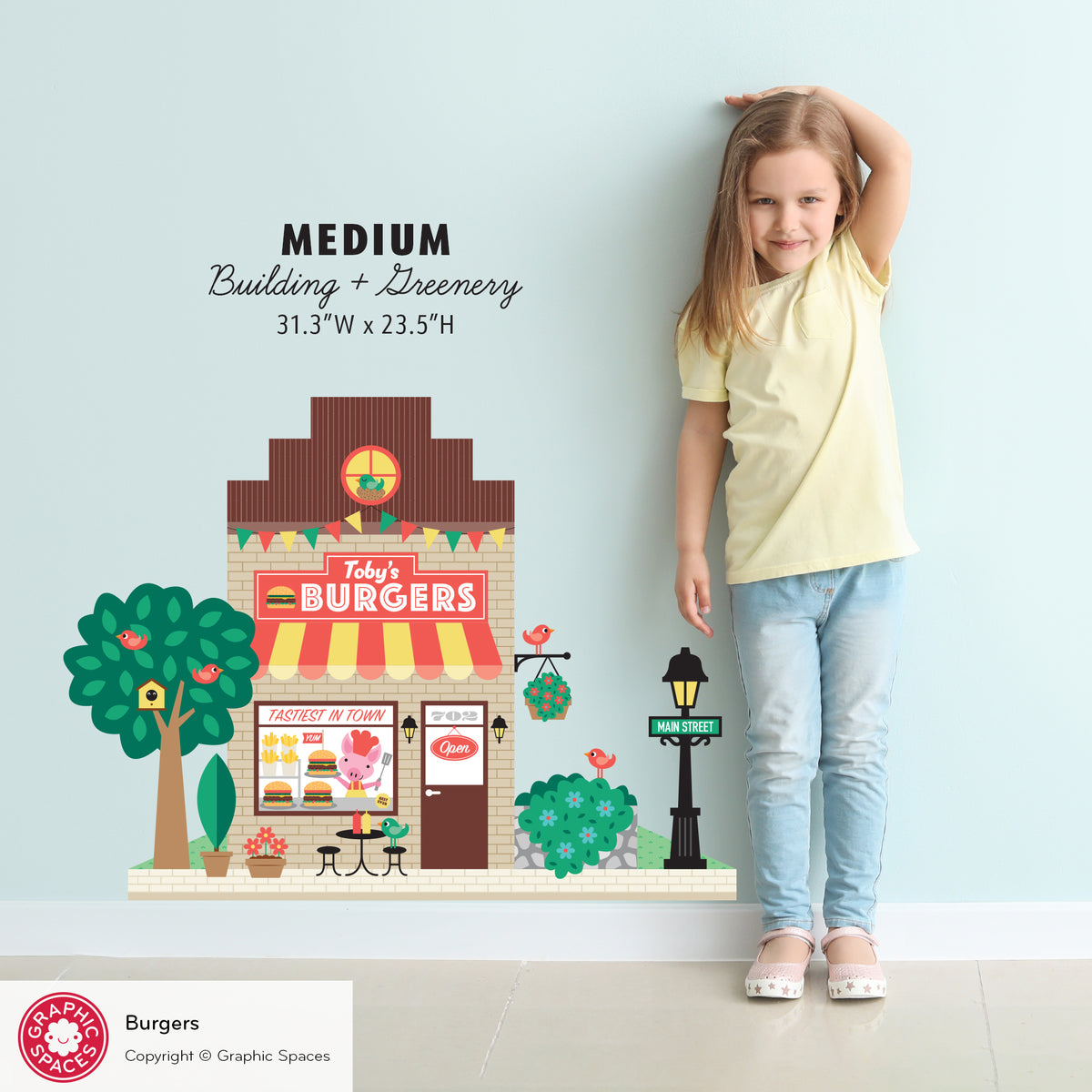 Burger Shop Fabric Wall Decal - Happy Town