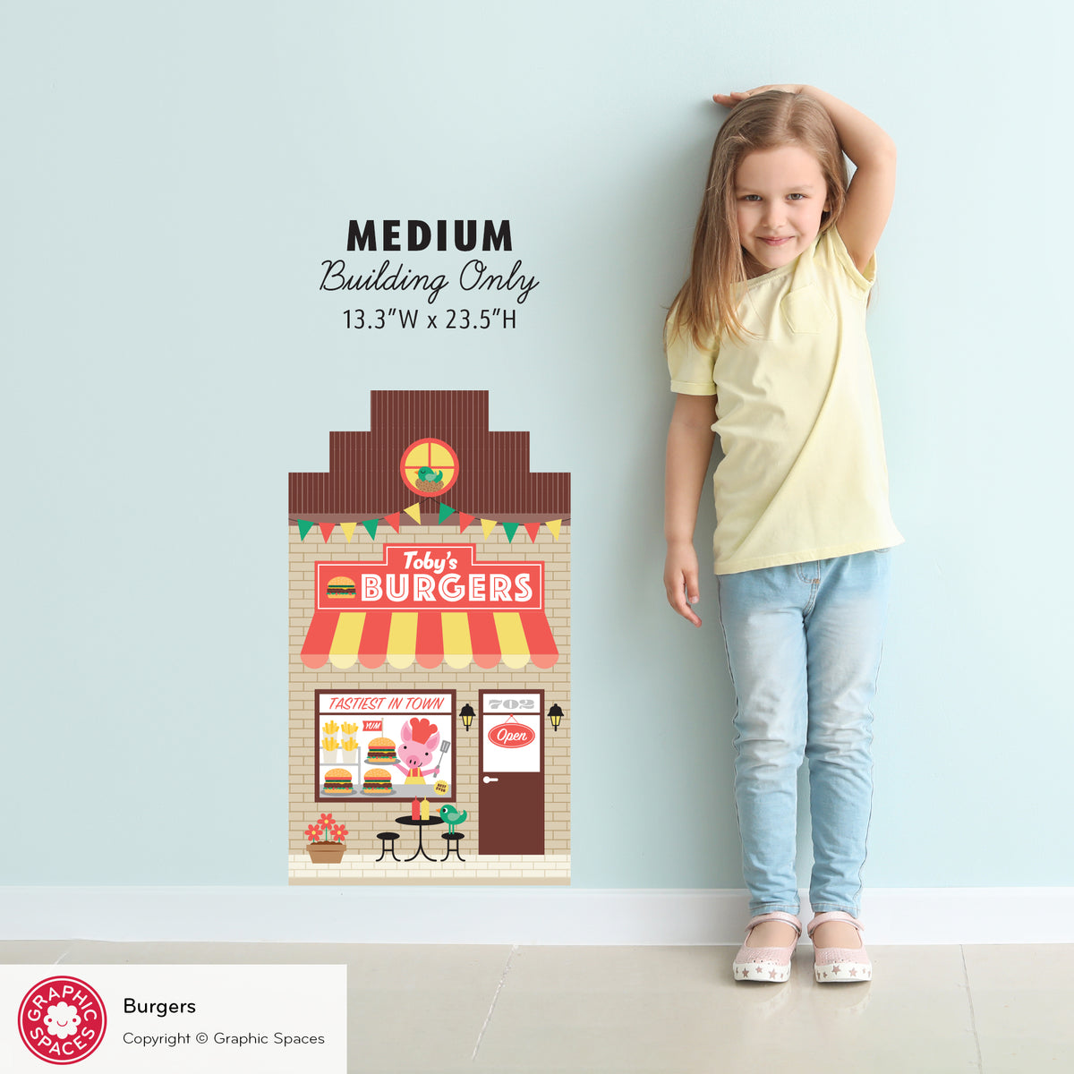 Burger Shop Fabric Wall Decal - Happy Town