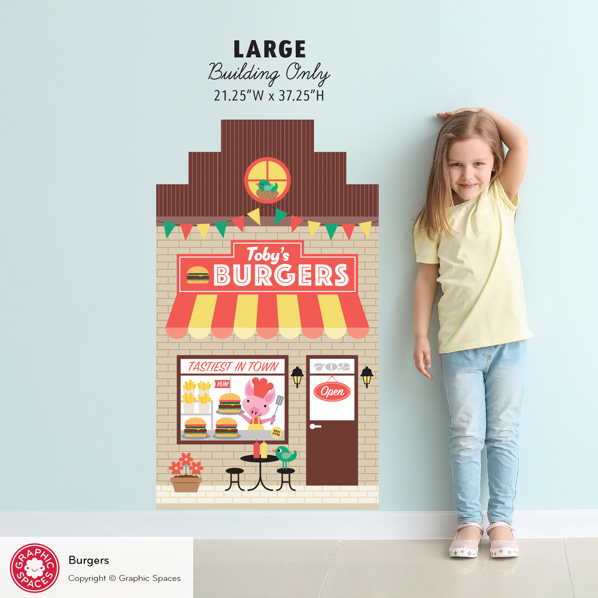 Burger Shop Fabric Wall Decal - Happy Town