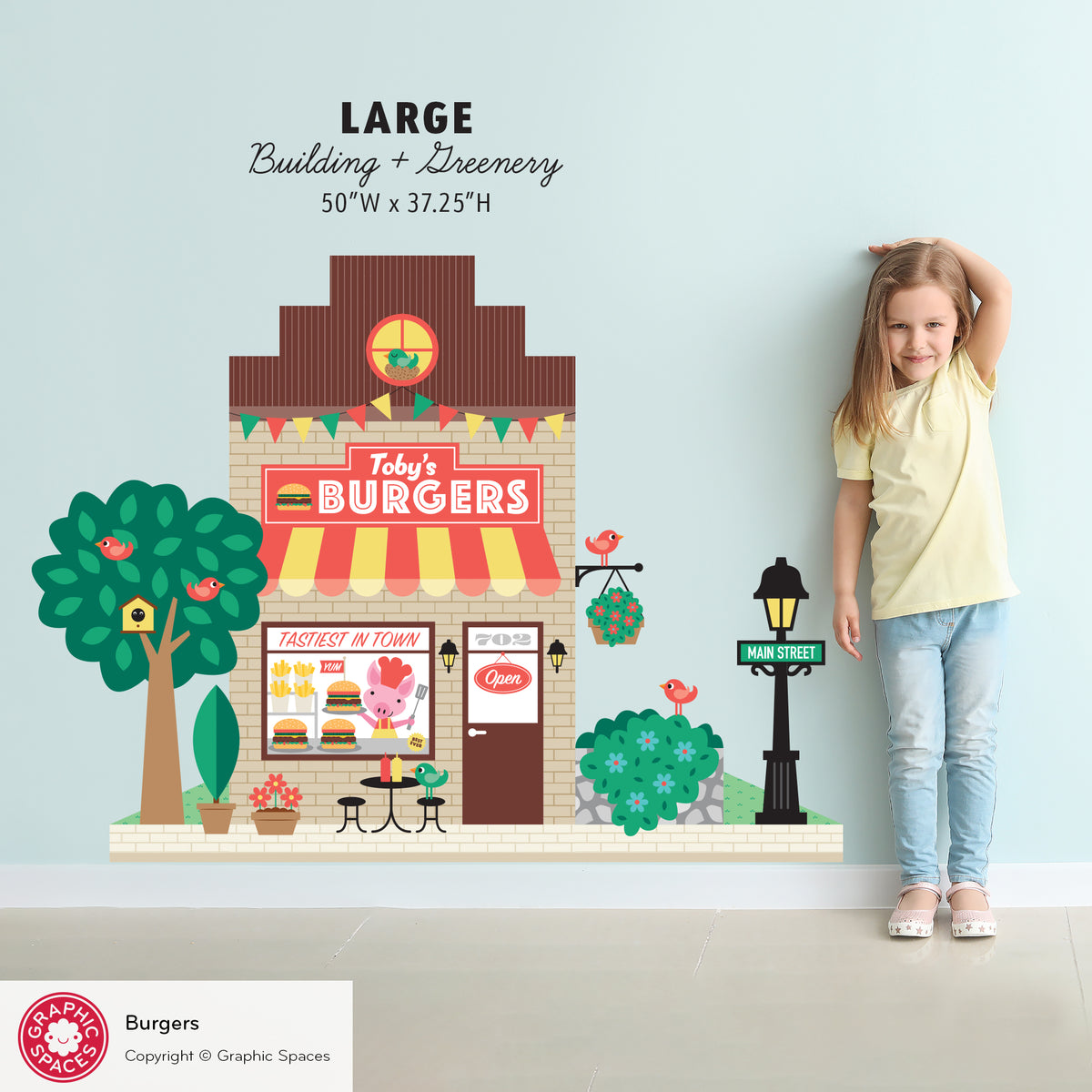 Burger Shop Fabric Wall Decal - Happy Town