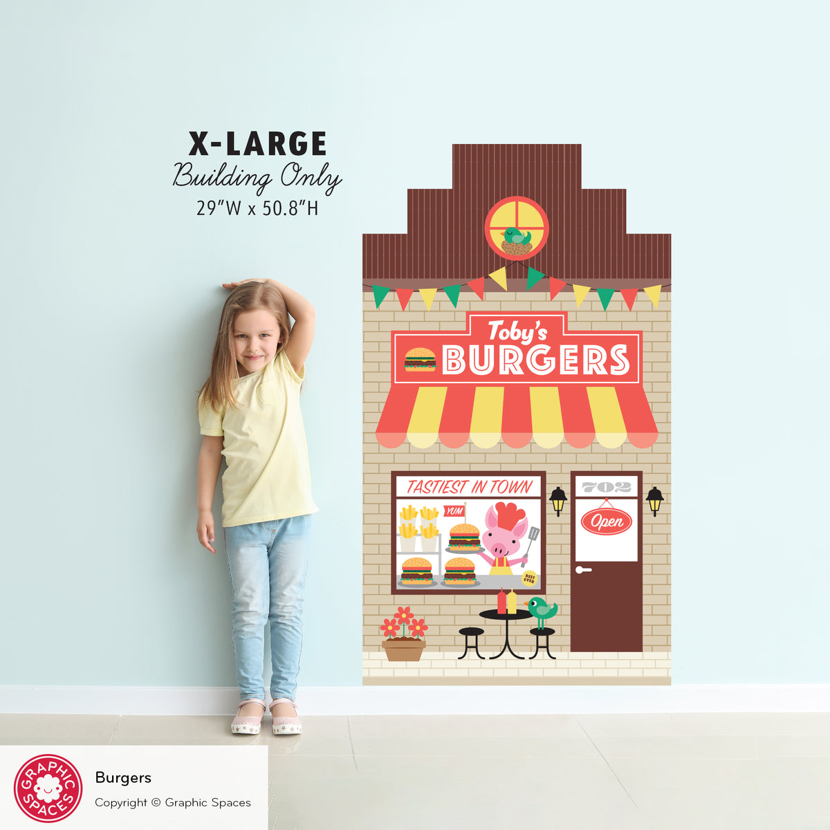 Burger Shop Fabric Wall Decal - Happy Town