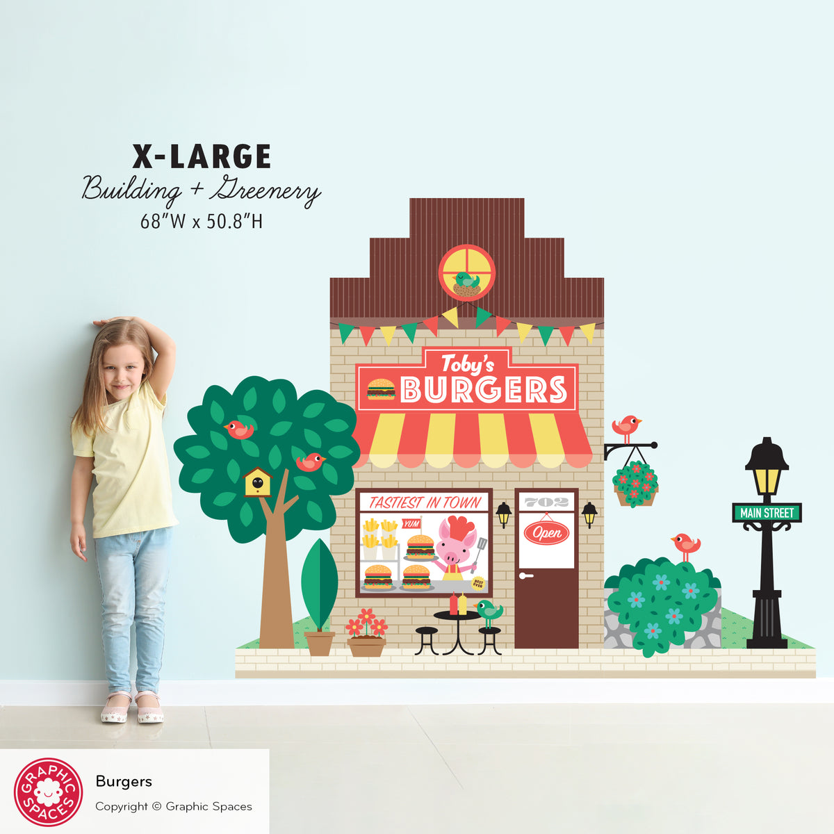 Burger Shop Fabric Wall Decal - Happy Town