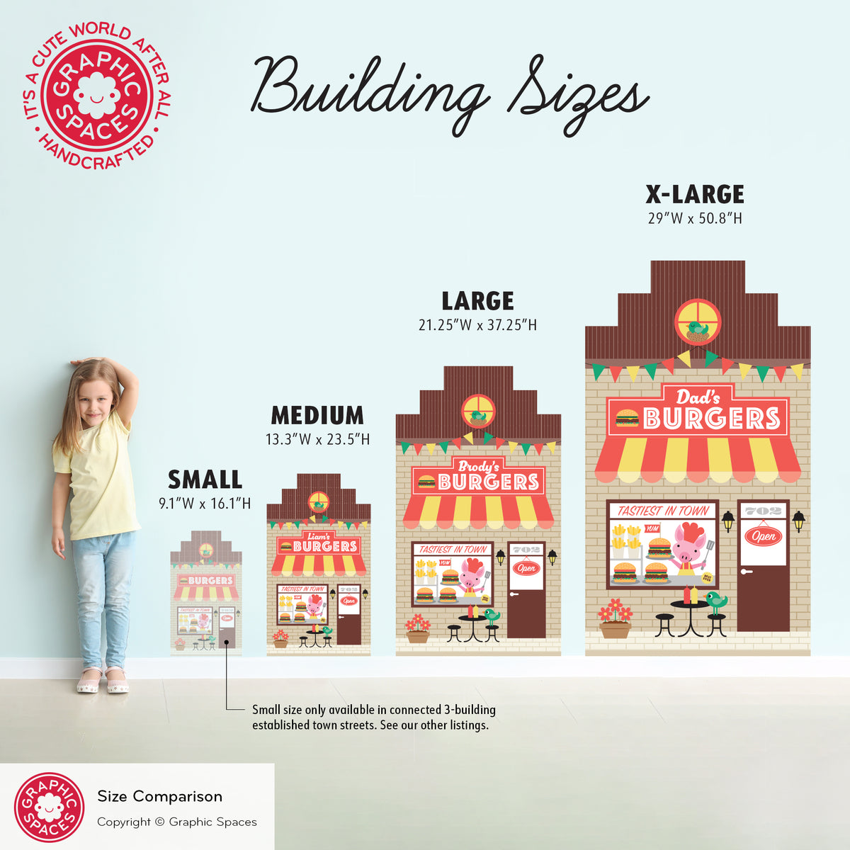 Burger Shop Fabric Wall Decal - Happy Town