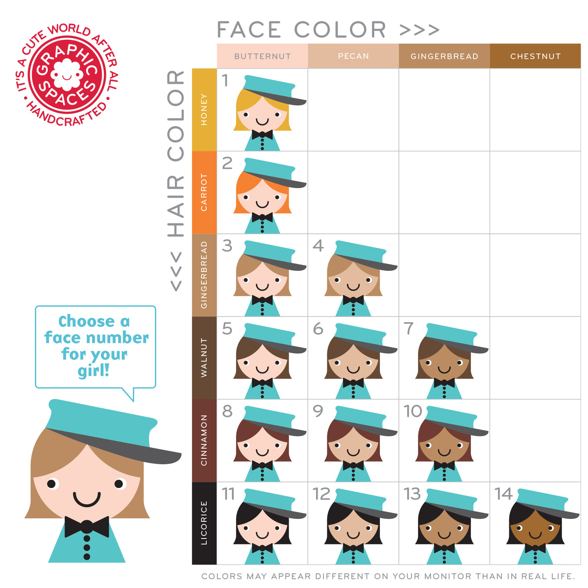 London bus nursery art print face color chart, girl.