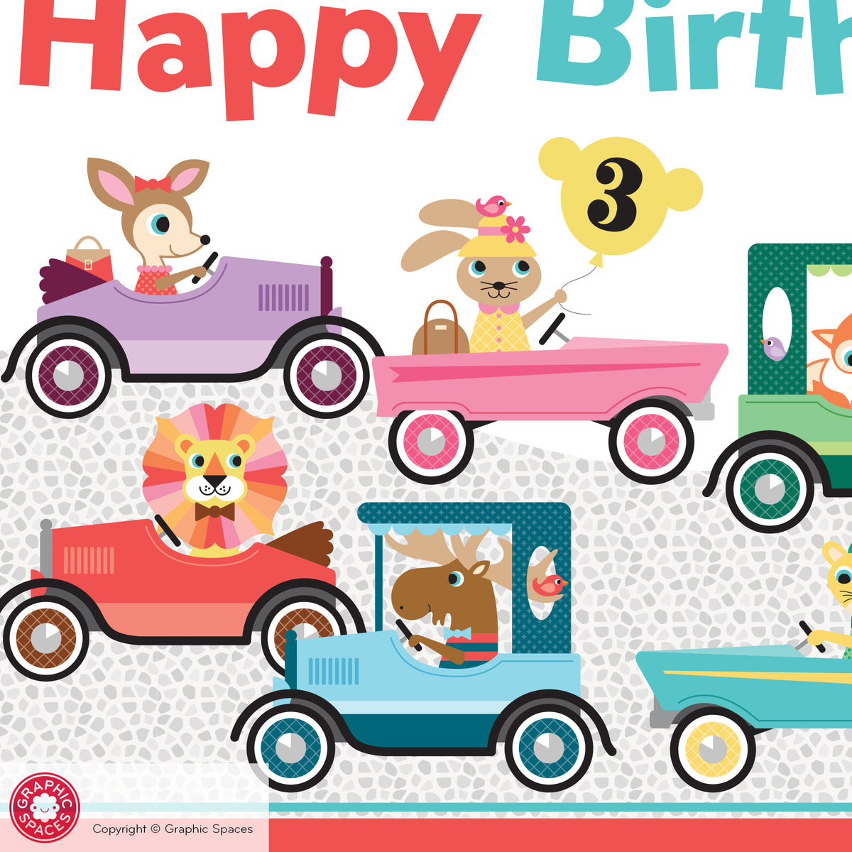 Animals in Cars Birthday Party Banner - Personalized