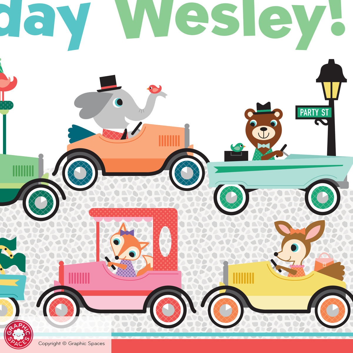 Animals in Cars Birthday Party Banner - Personalized