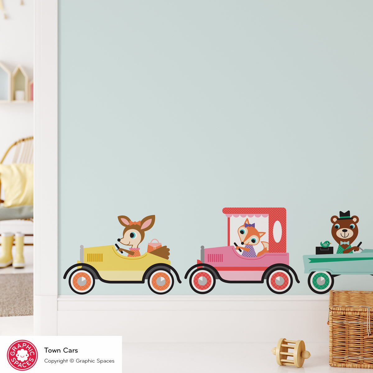 Animals in Cars Fabric Wall Decals - Pack of 10
