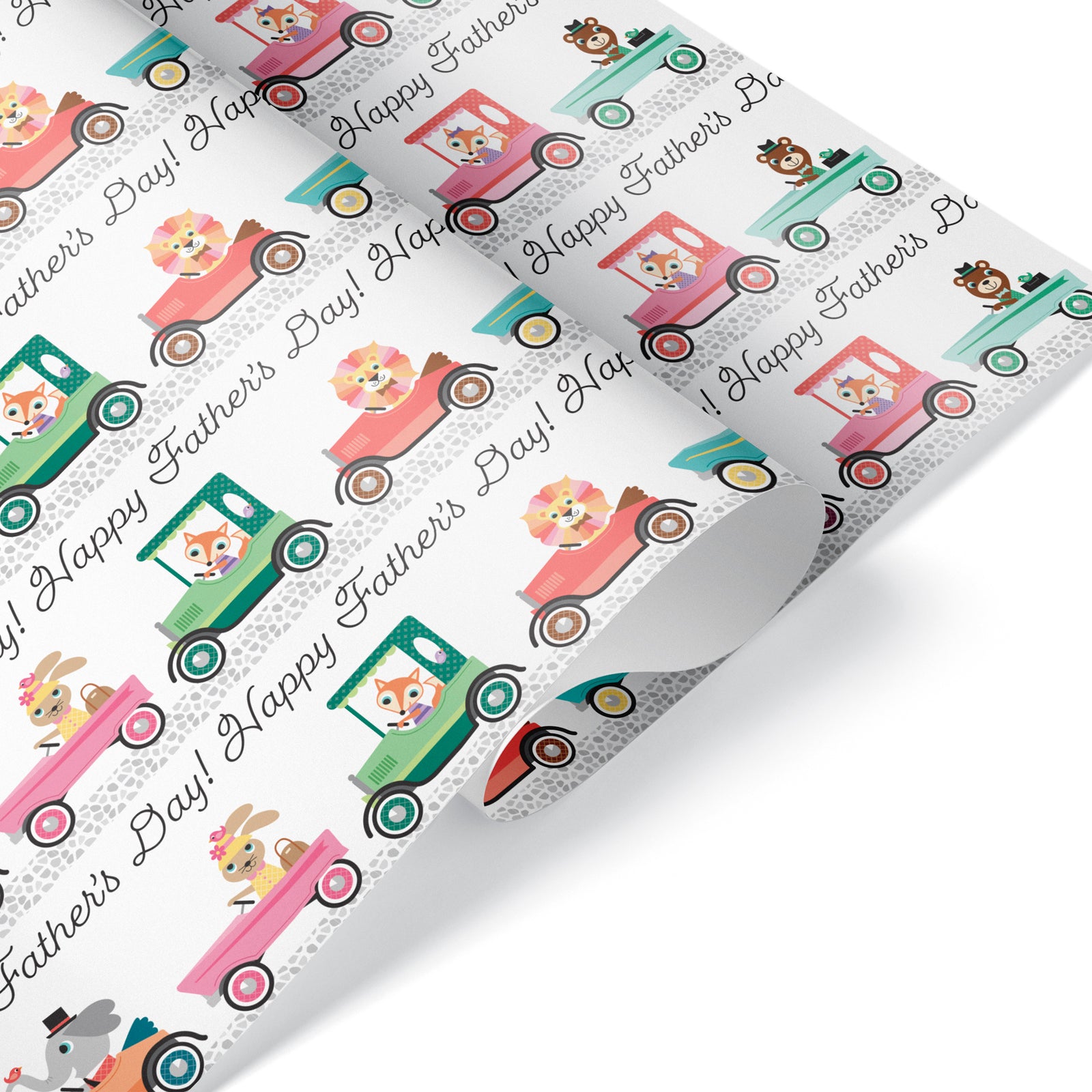 Kids Wrapping Paper - Animals in Cars for Father's Day - Graphic Spaces
