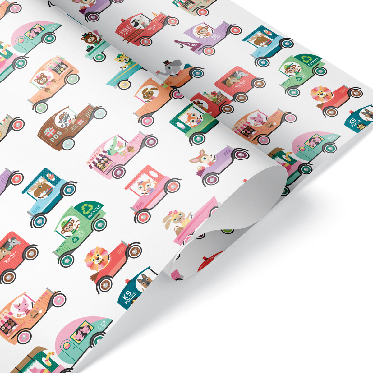 Animals in Cars Wrapping Paper