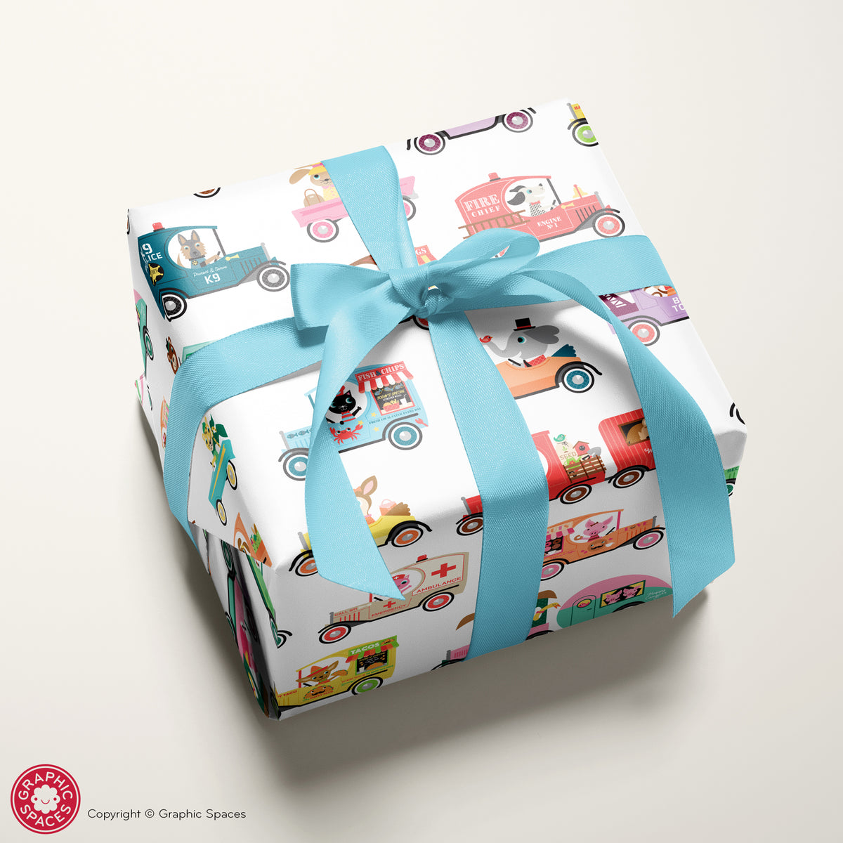 Animals in Cars Wrapping Paper