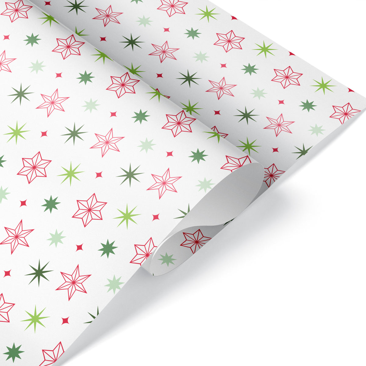 Christmas Star Wrapping Paper - RED &amp; LIME GREEN