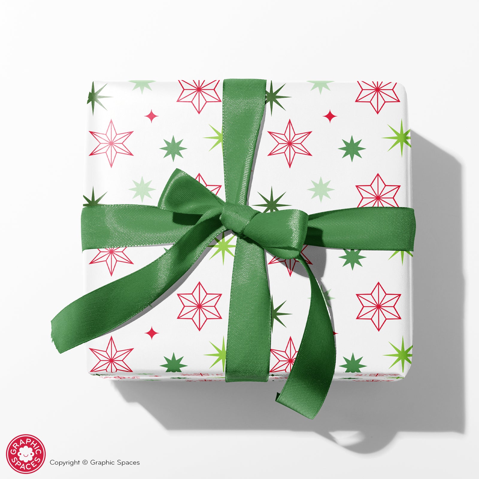 Wrapping Paper - Christmas Star (Red & Lime Green) - Graphic Spaces