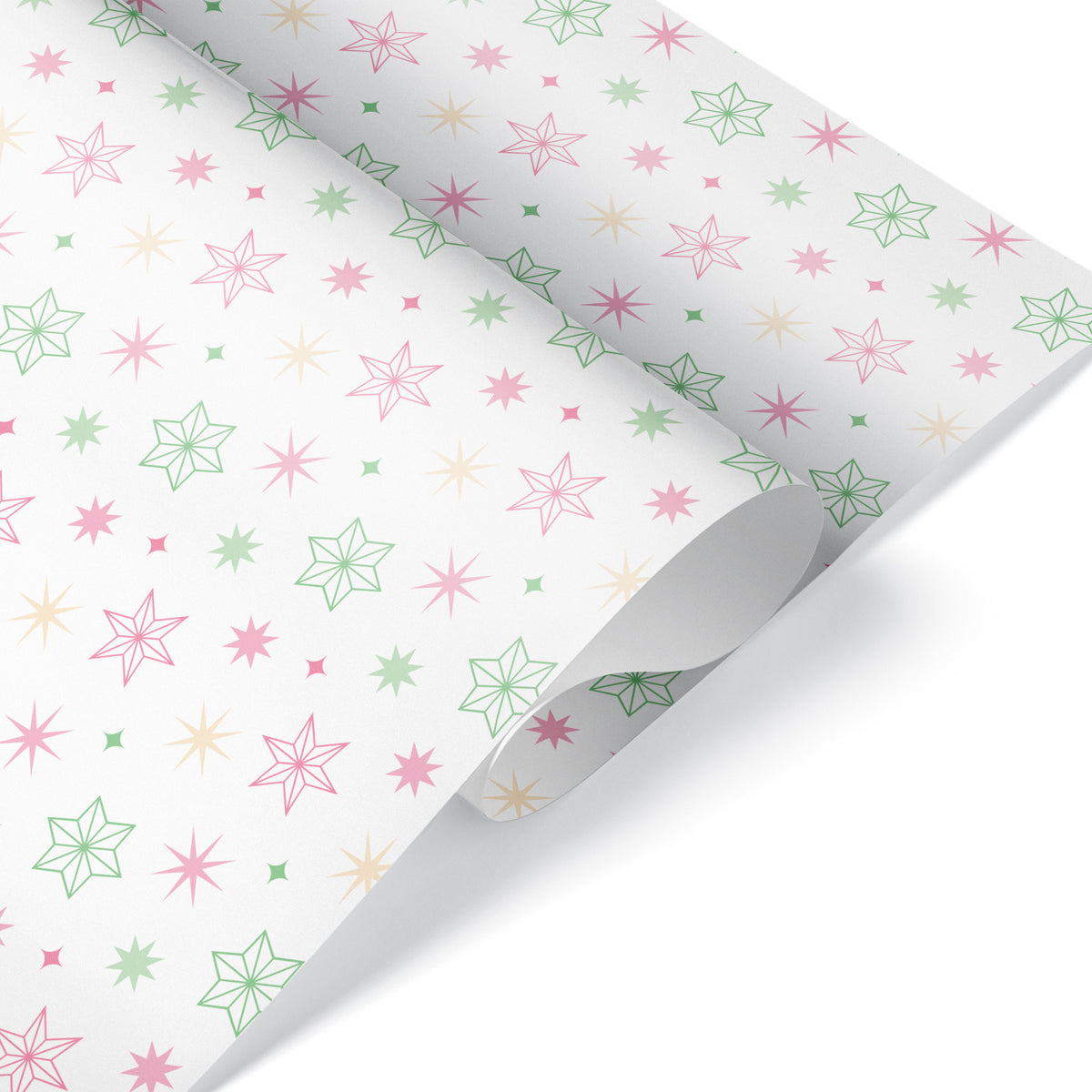 Christmas Star Wrapping Paper - PINK &amp; GREEN