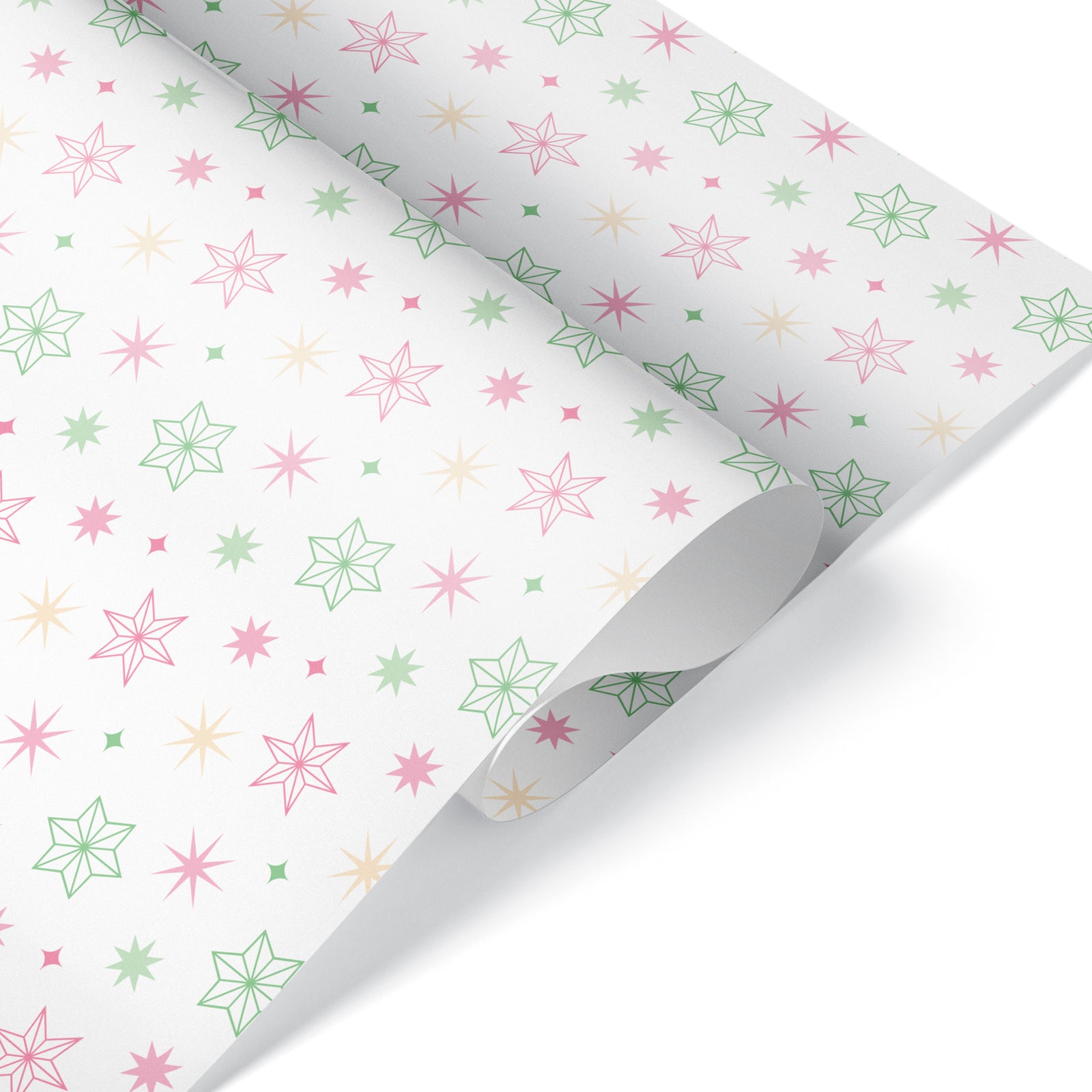 Wrapping Paper - Christmas Star (Pink & Green) - Graphic Spaces