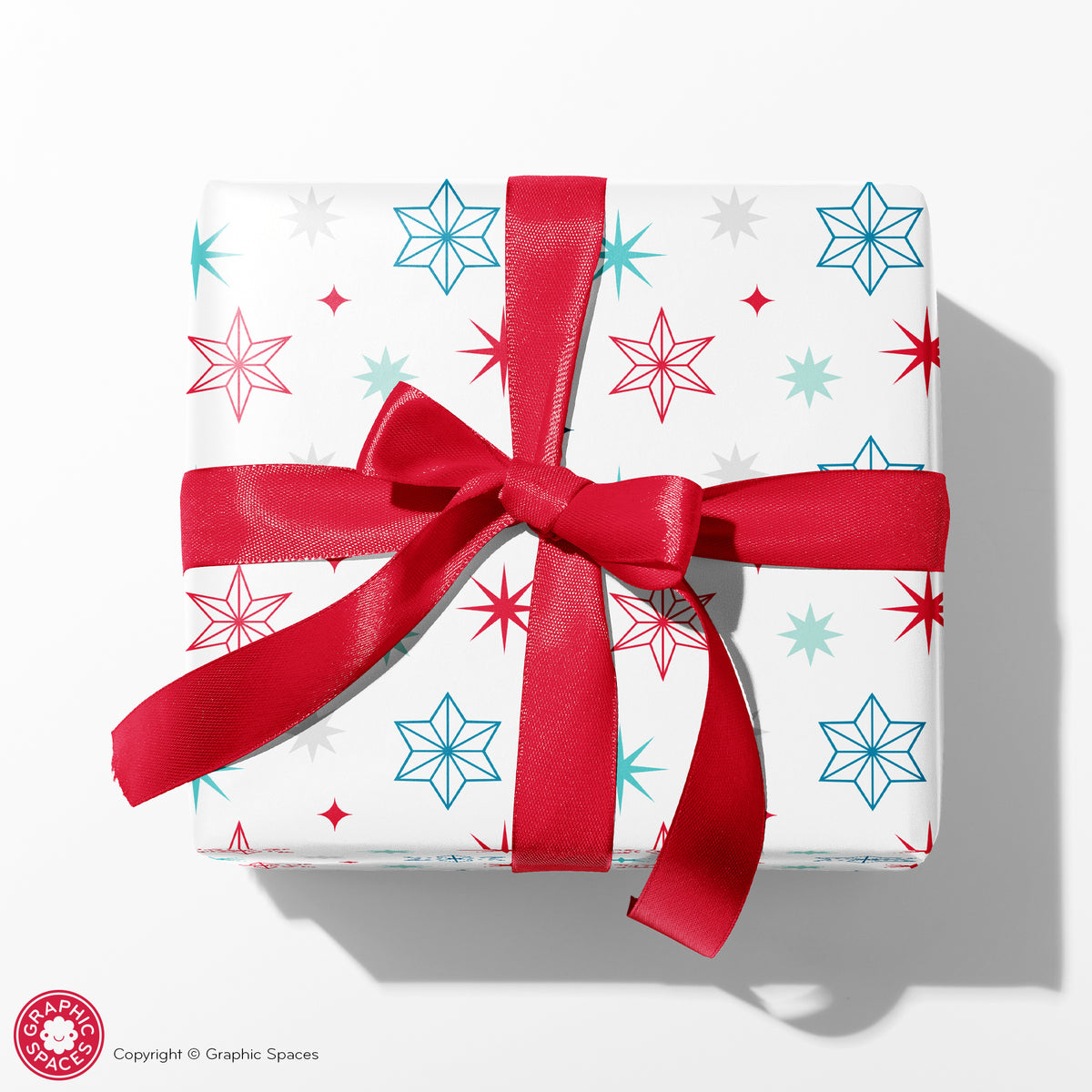 Christmas Star Wrapping Paper - RED &amp; BLUE
