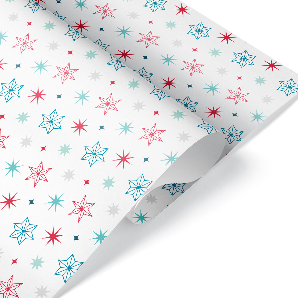 Christmas Star Wrapping Paper - RED &amp; BLUE