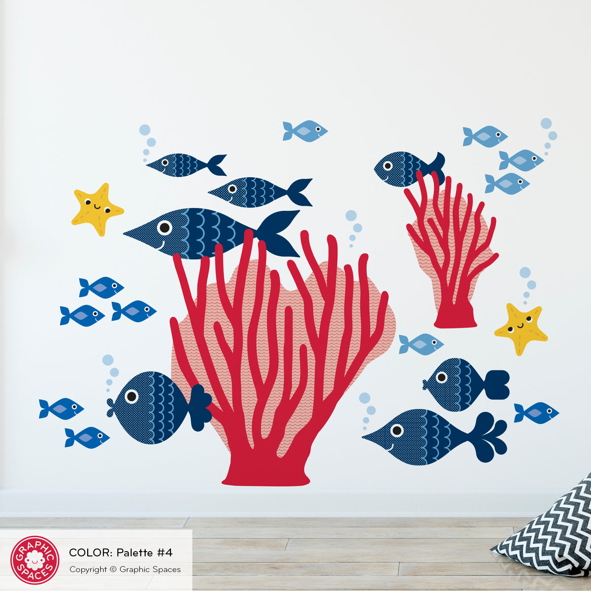 Fish &amp; Sea Coral Peel-and-Stick Wall Decals