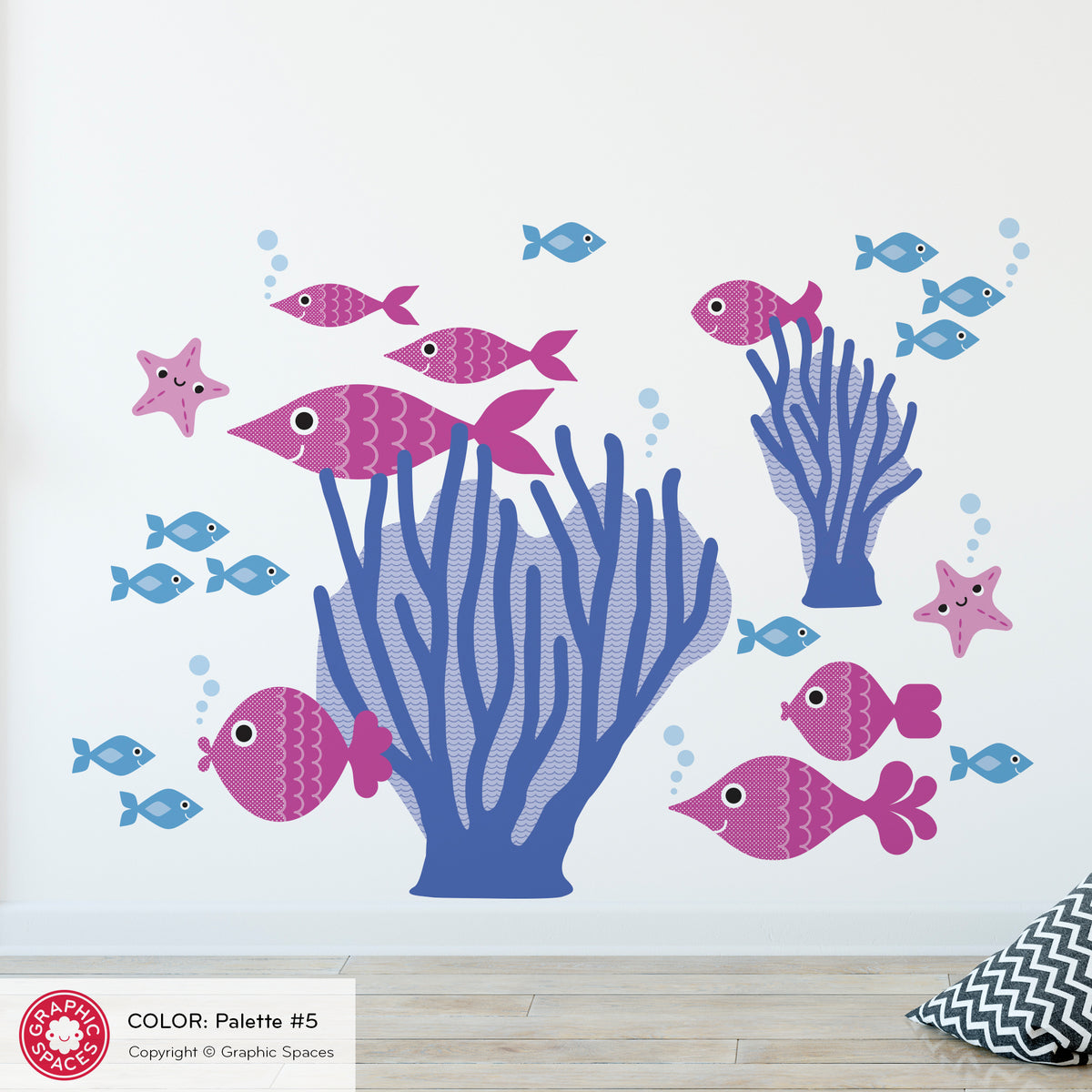 Fish &amp; Sea Coral Peel-and-Stick Wall Decals