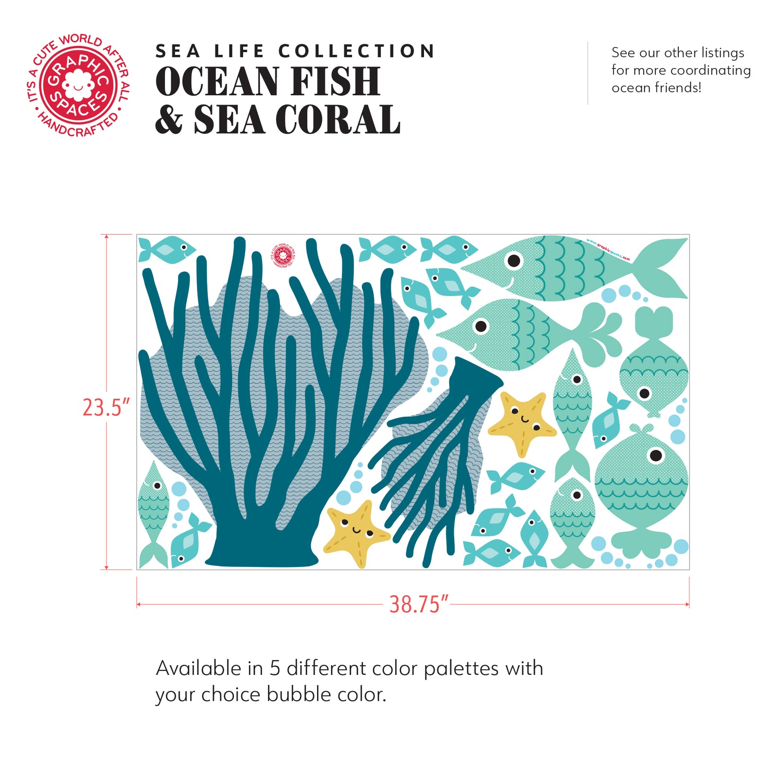 Kids Wall Decal - Fish & Sea Coral (#2 - Neutral) - Graphic Spaces