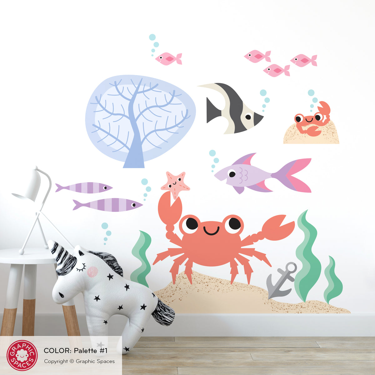 Crab &amp; Ocean Friends Fabric Wall Decal