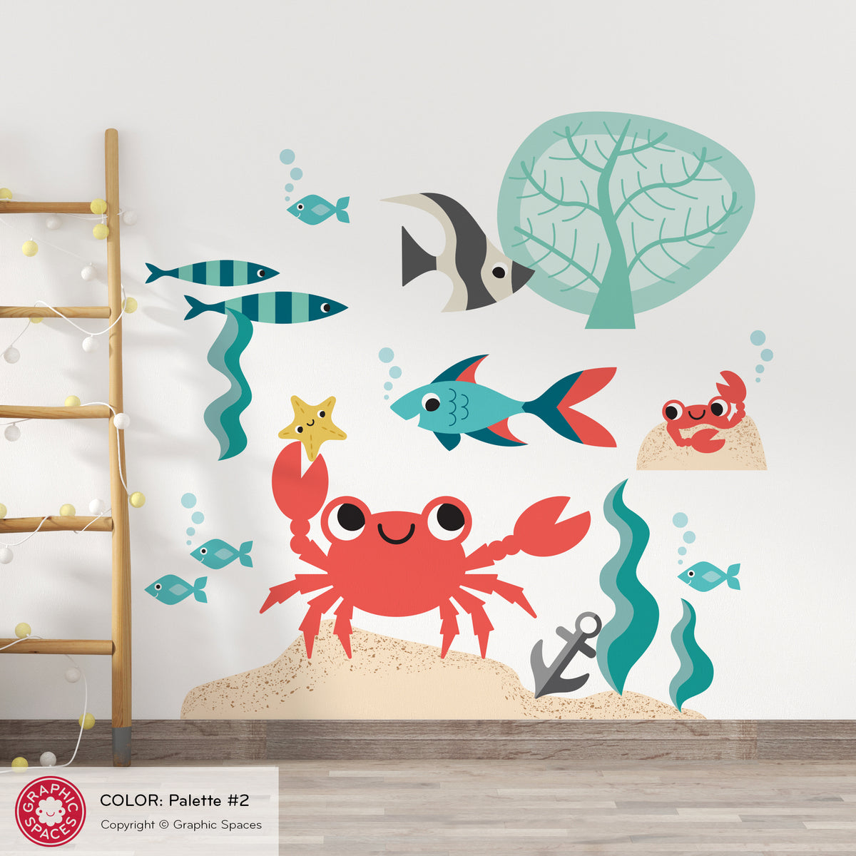 Crab &amp; Ocean Friends Fabric Wall Decal