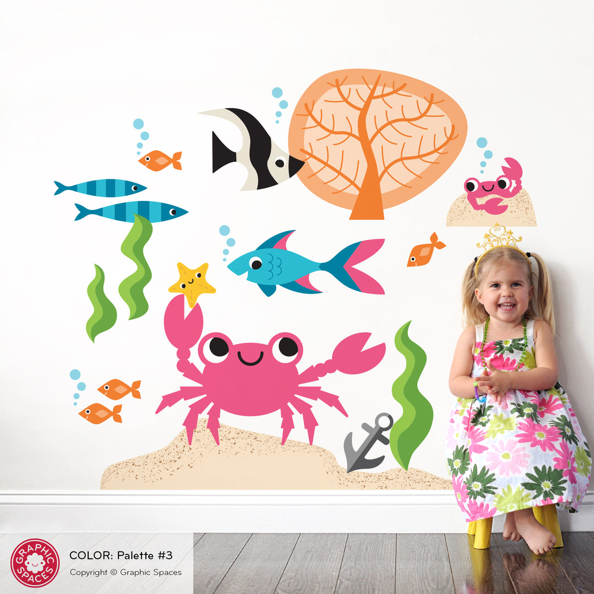 Crab &amp; Ocean Friends Fabric Wall Decal