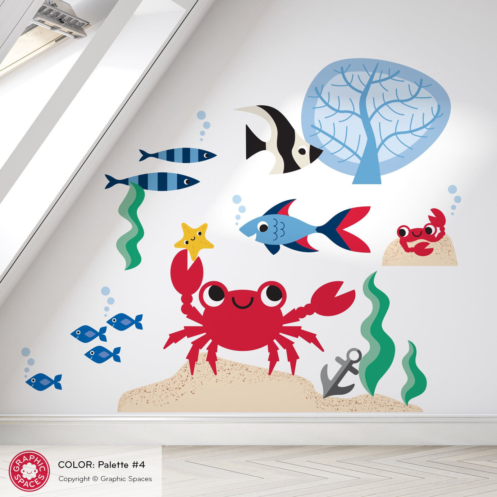 Kids Wall Decal - Crab & Ocean Friends (4 - Nautical) - Graphic Spaces
