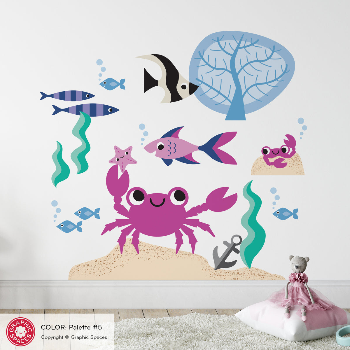 Crab &amp; Ocean Friends Fabric Wall Decal