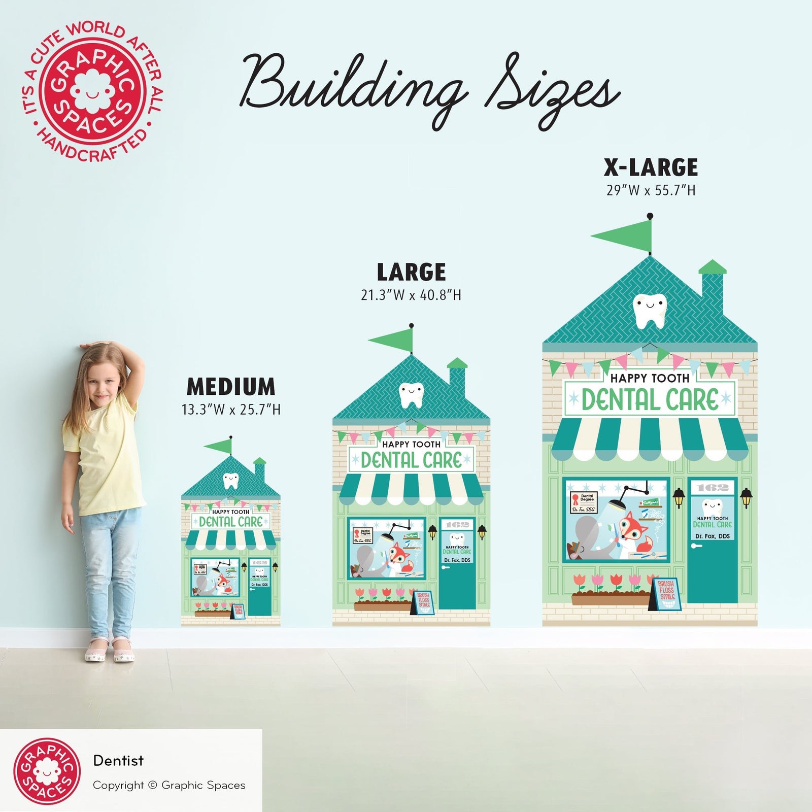 Kids Wall Decal - Happy Town Dentist Office (Personalized) - Graphic Spaces