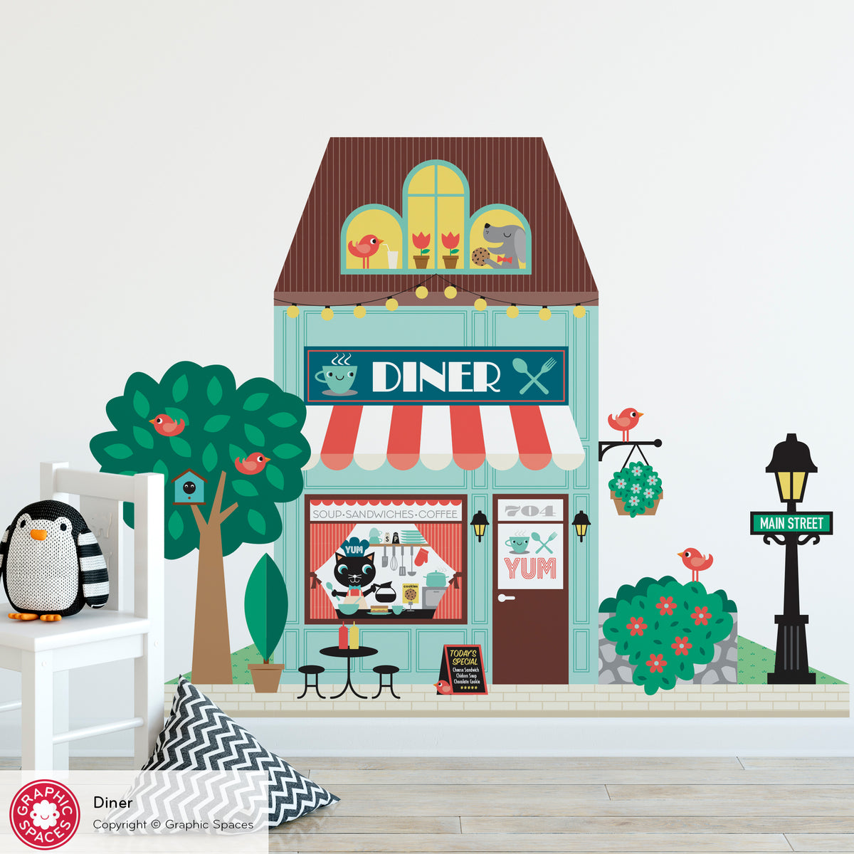 Diner Fabric Wall Decal - Happy Town