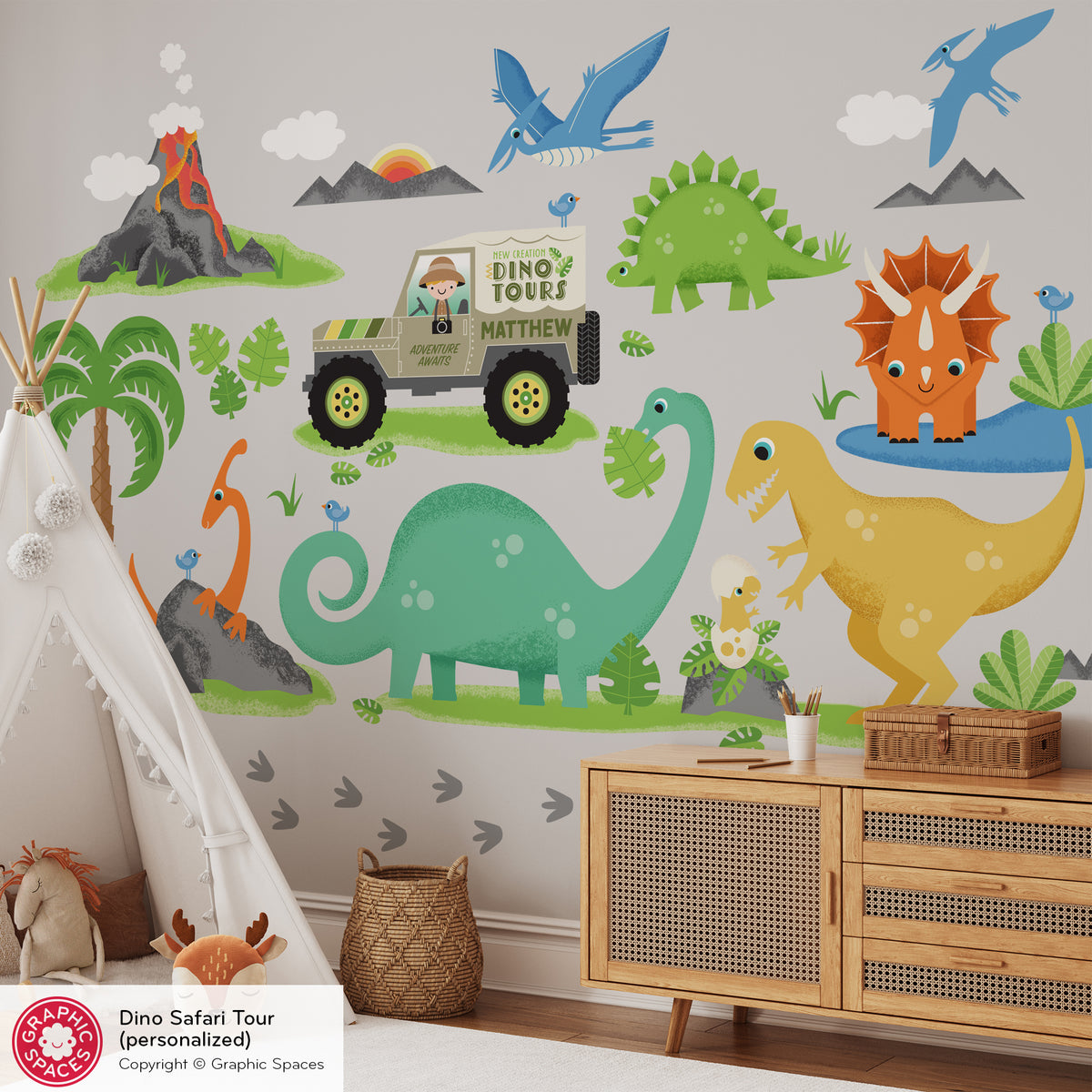 Dinosaur Safari Tour Peel-and-Stick Wall Decals
