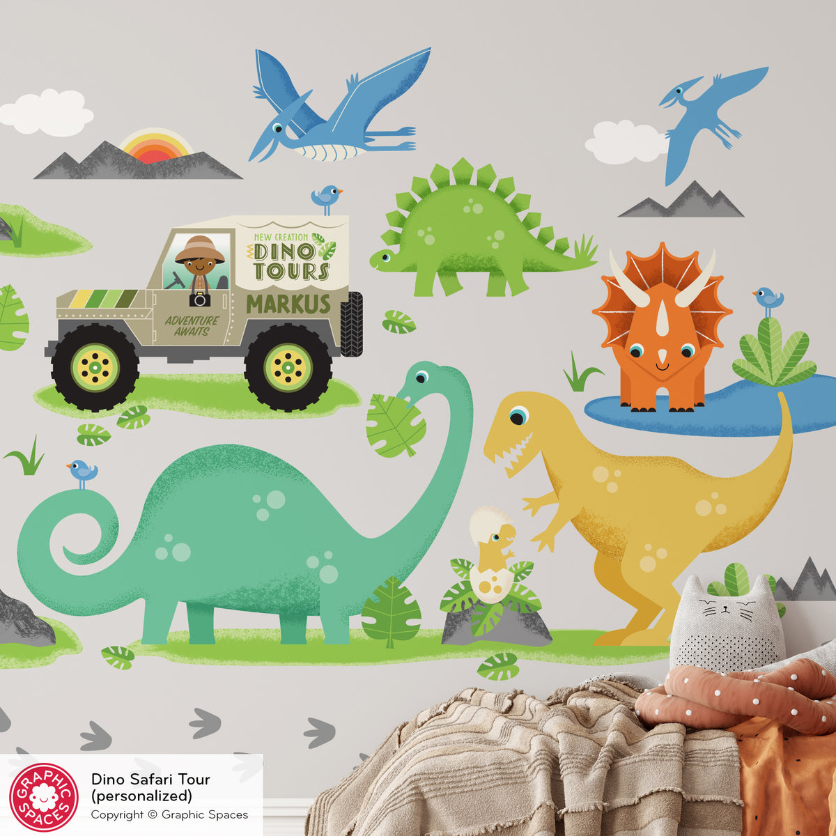 Dinosaur Safari Tour Peel-and-Stick Wall Decals