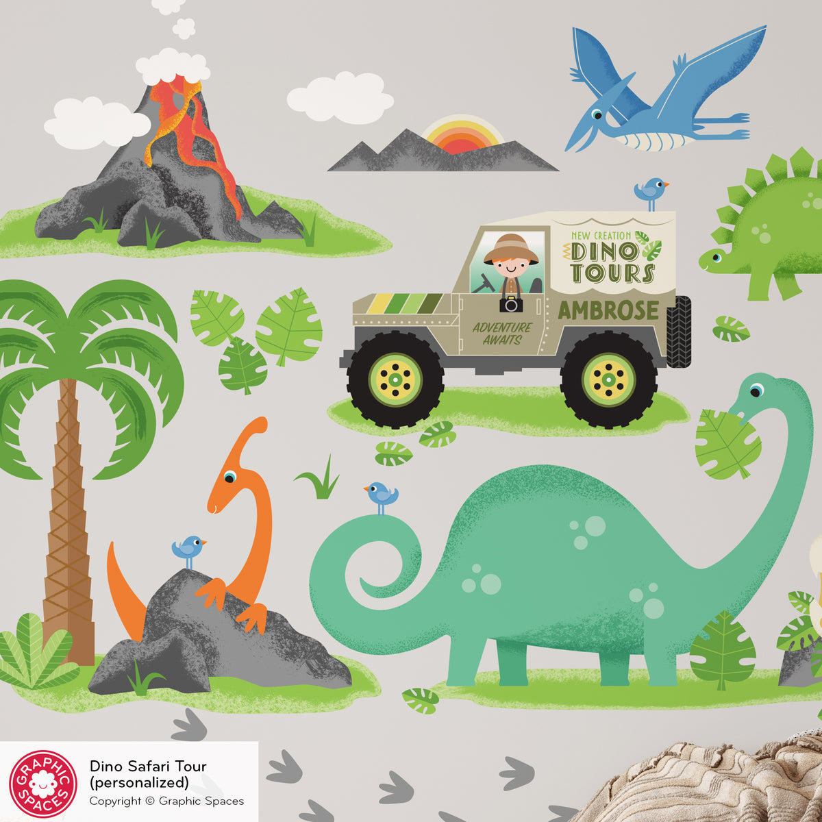 Dinosaur Safari Tour Peel-and-Stick Wall Decals