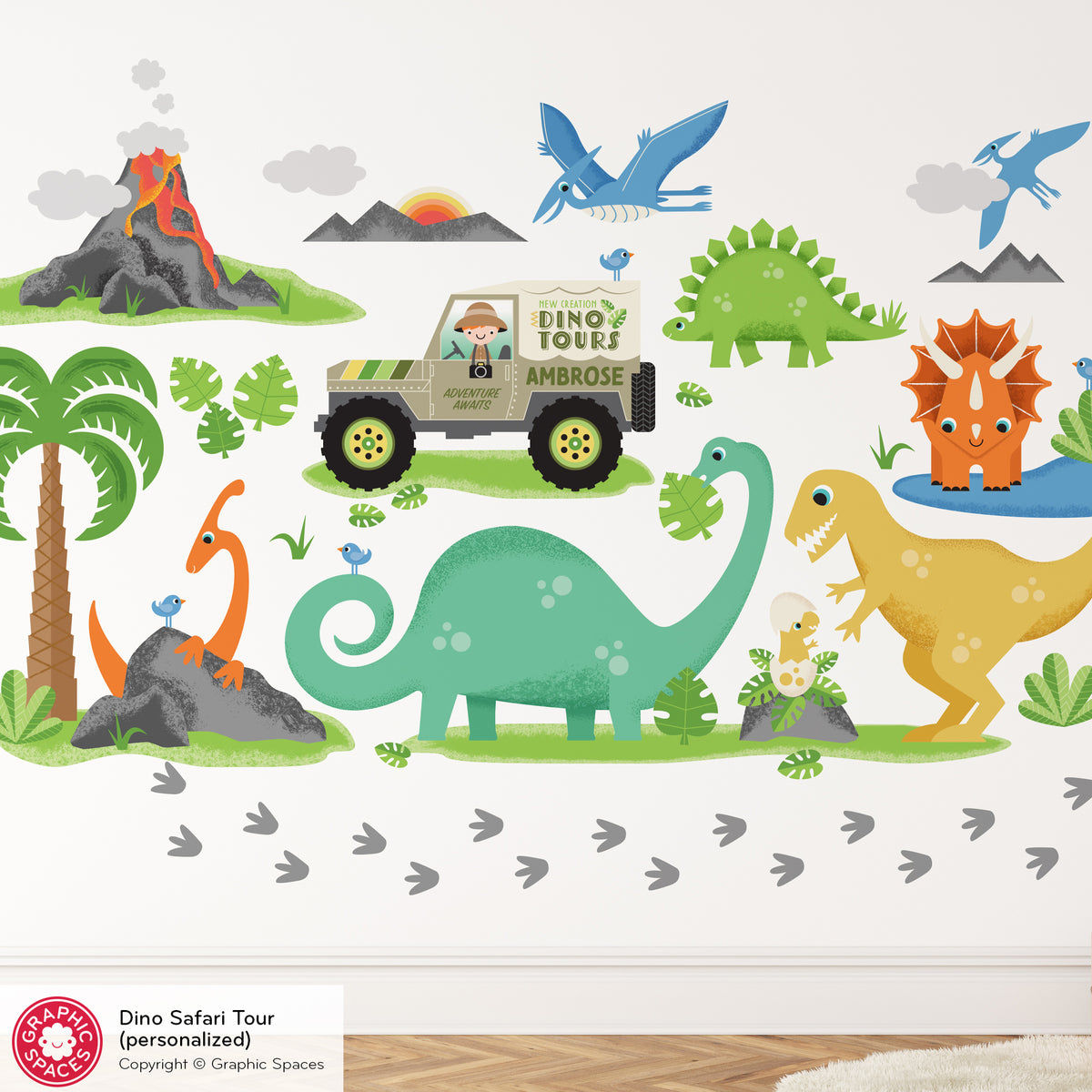 Dinosaur Safari Tour Peel-and-Stick Wall Decals
