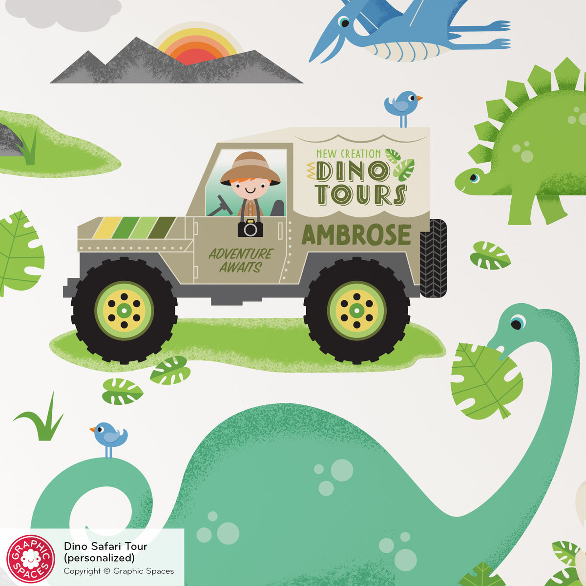 Dinosaur Safari Tour Peel-and-Stick Wall Decals