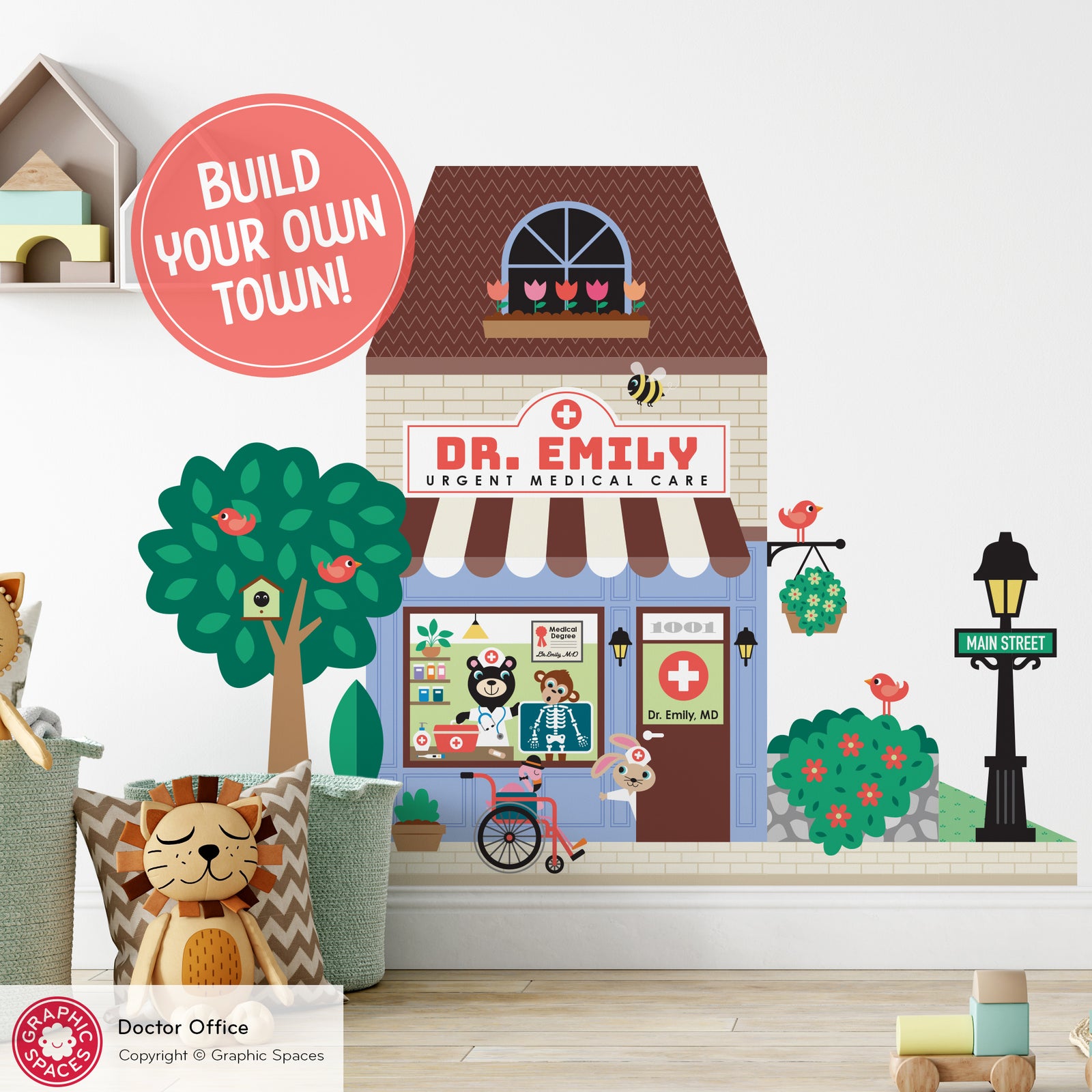 Kids Wall Decal - Happy Town Doctor (Personalized) - Graphic Spaces