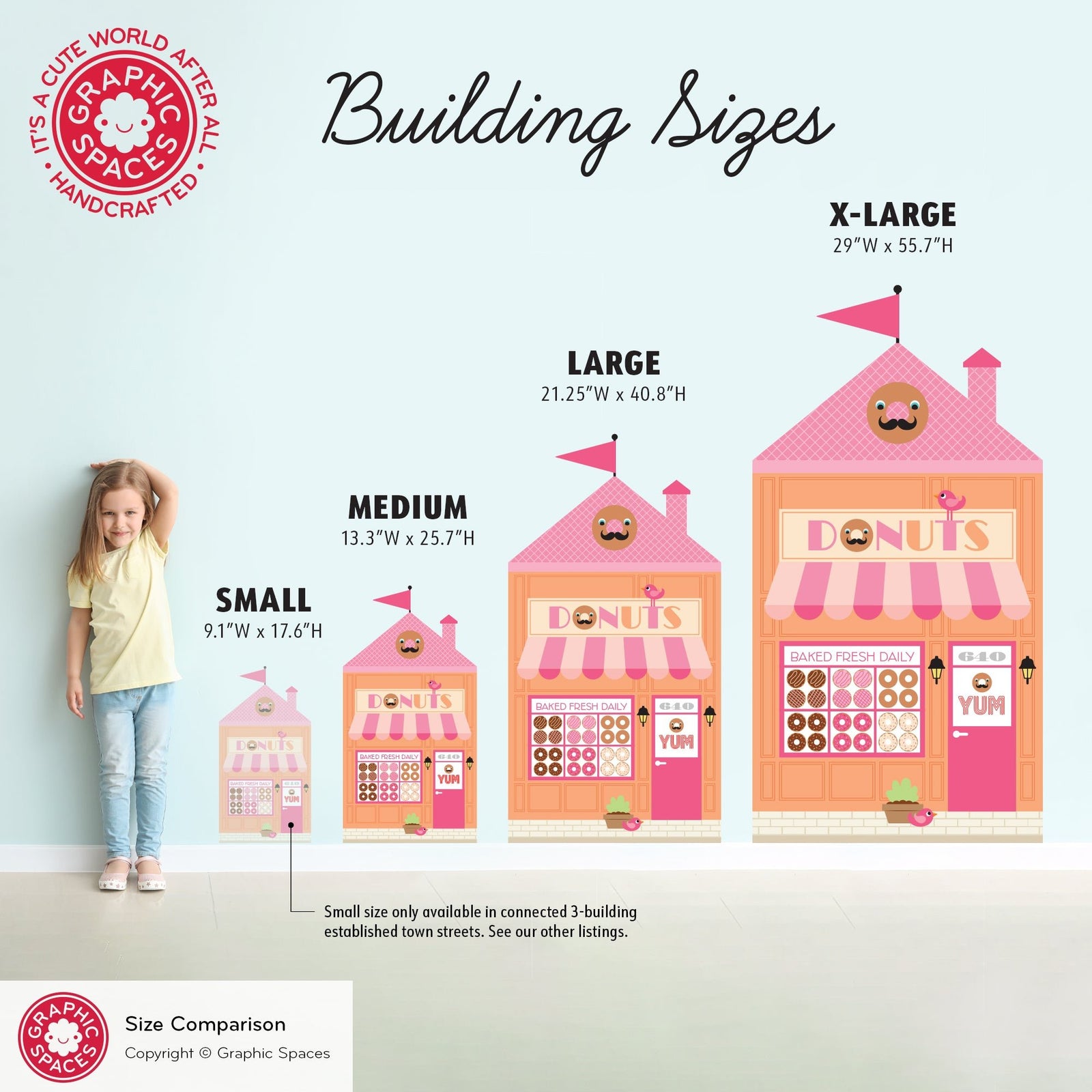 Kids Wall Decal - Happy Town Donut Shop (Personalized) - Graphic Spaces